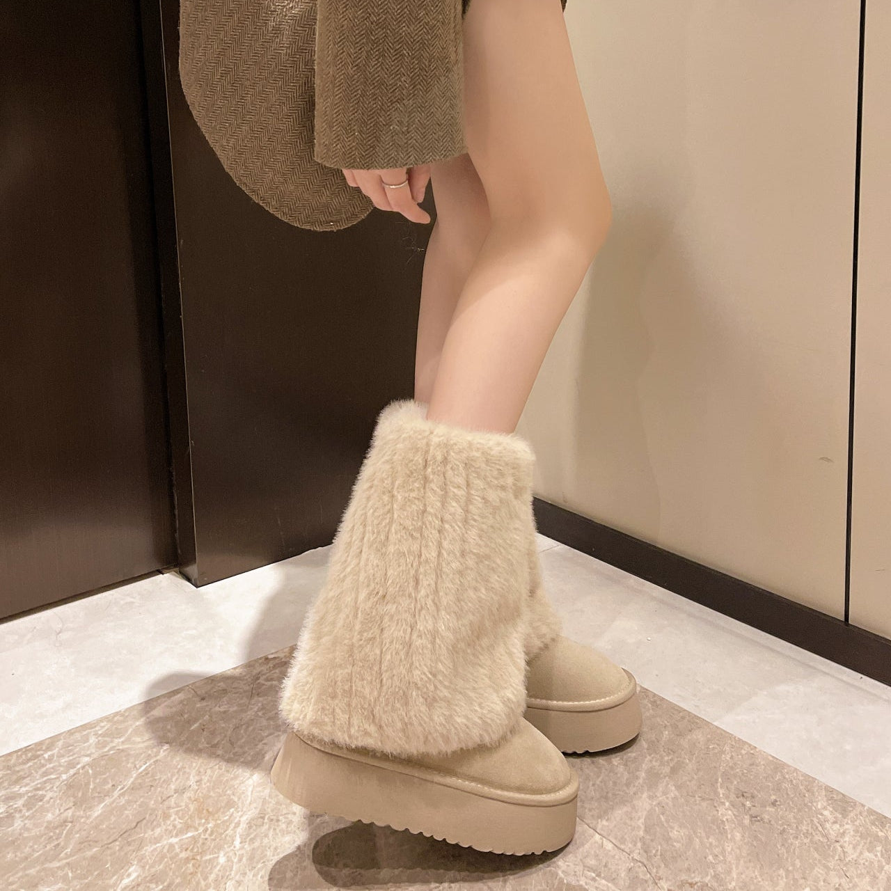 Demeter Plush High-Rise Boots - Sneakernational