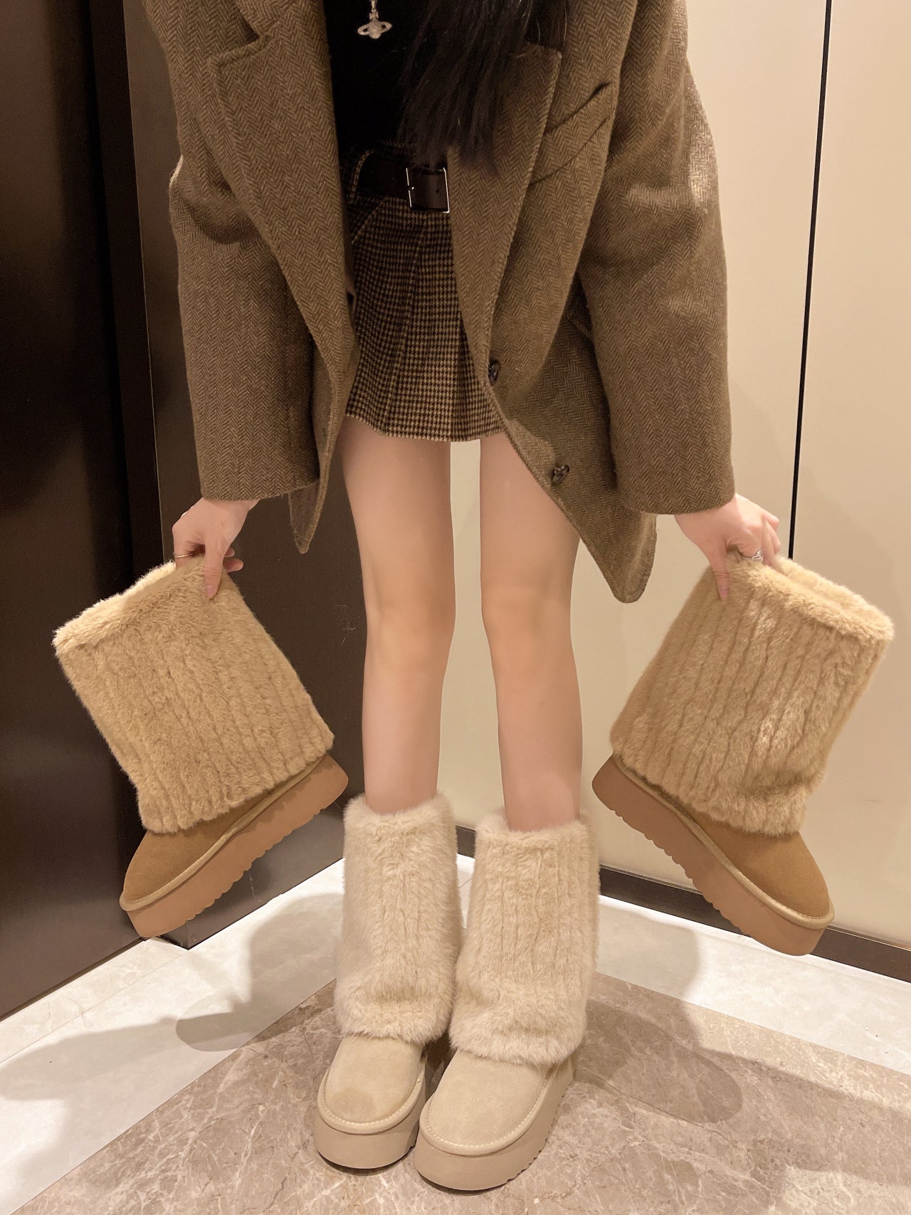 Demeter Plush High-Rise Boots - Sneakernational