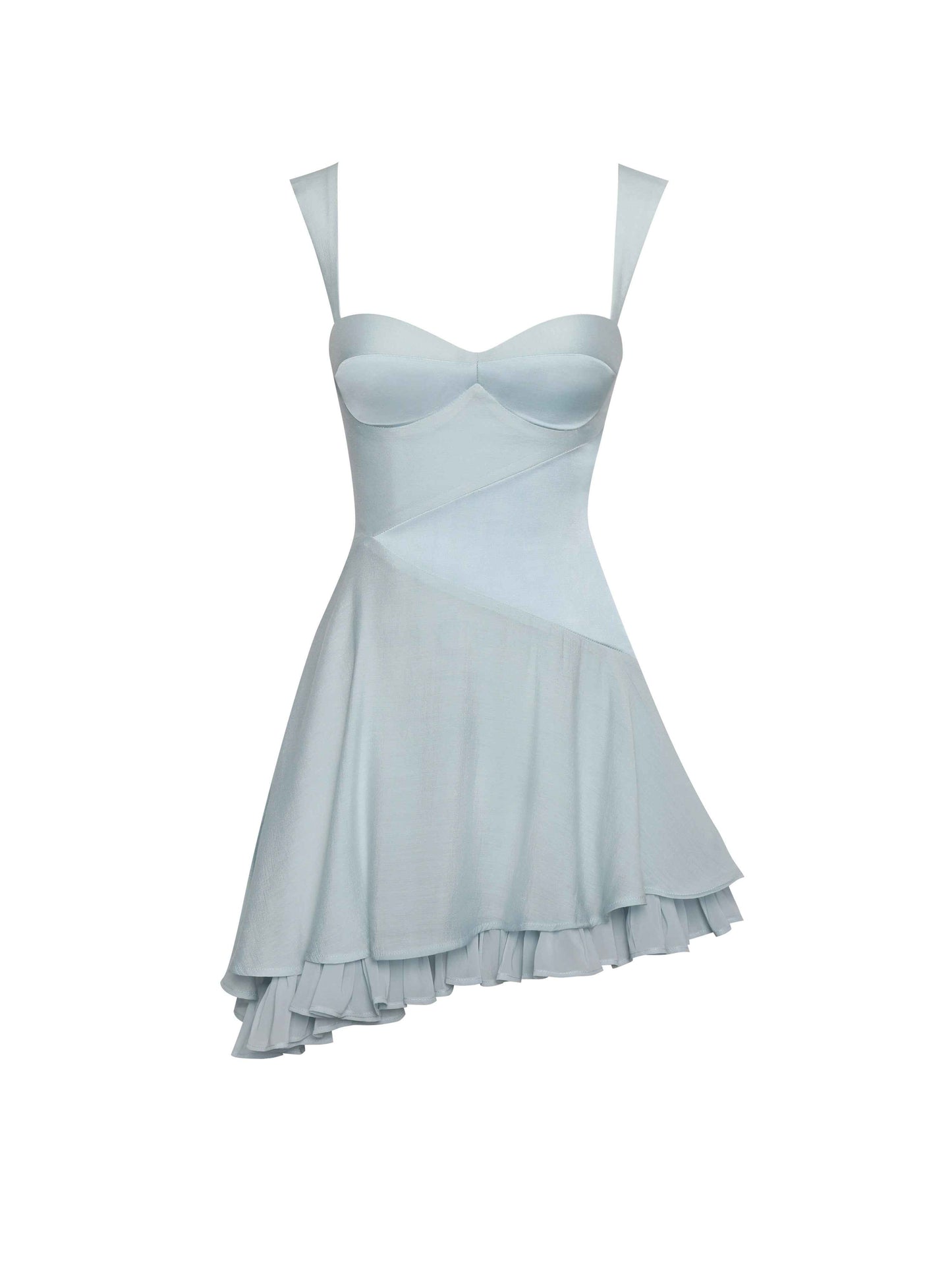 Yaffa Baby Blue Asymmetrical Mini Dress