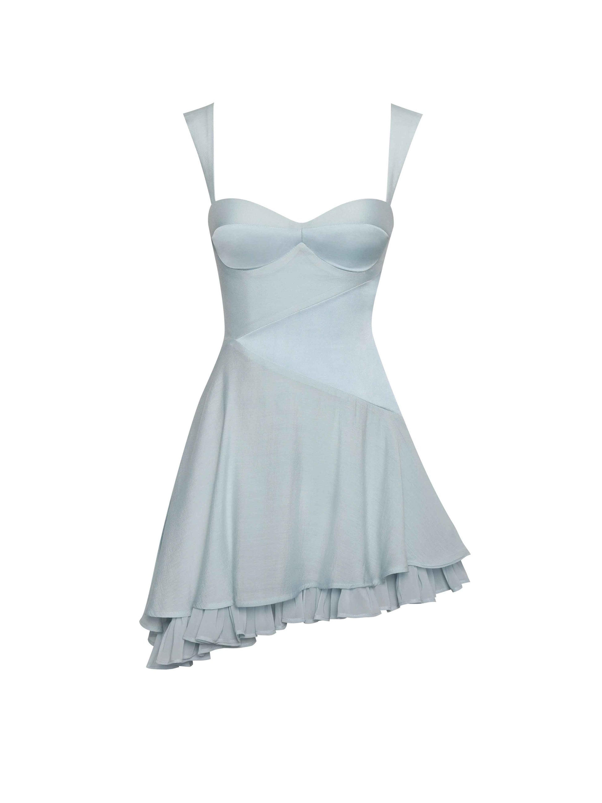 Yaffa Baby Blue Asymmetrical Mini Dress