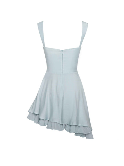 Yaffa Baby Blue Asymmetrical Mini Dress