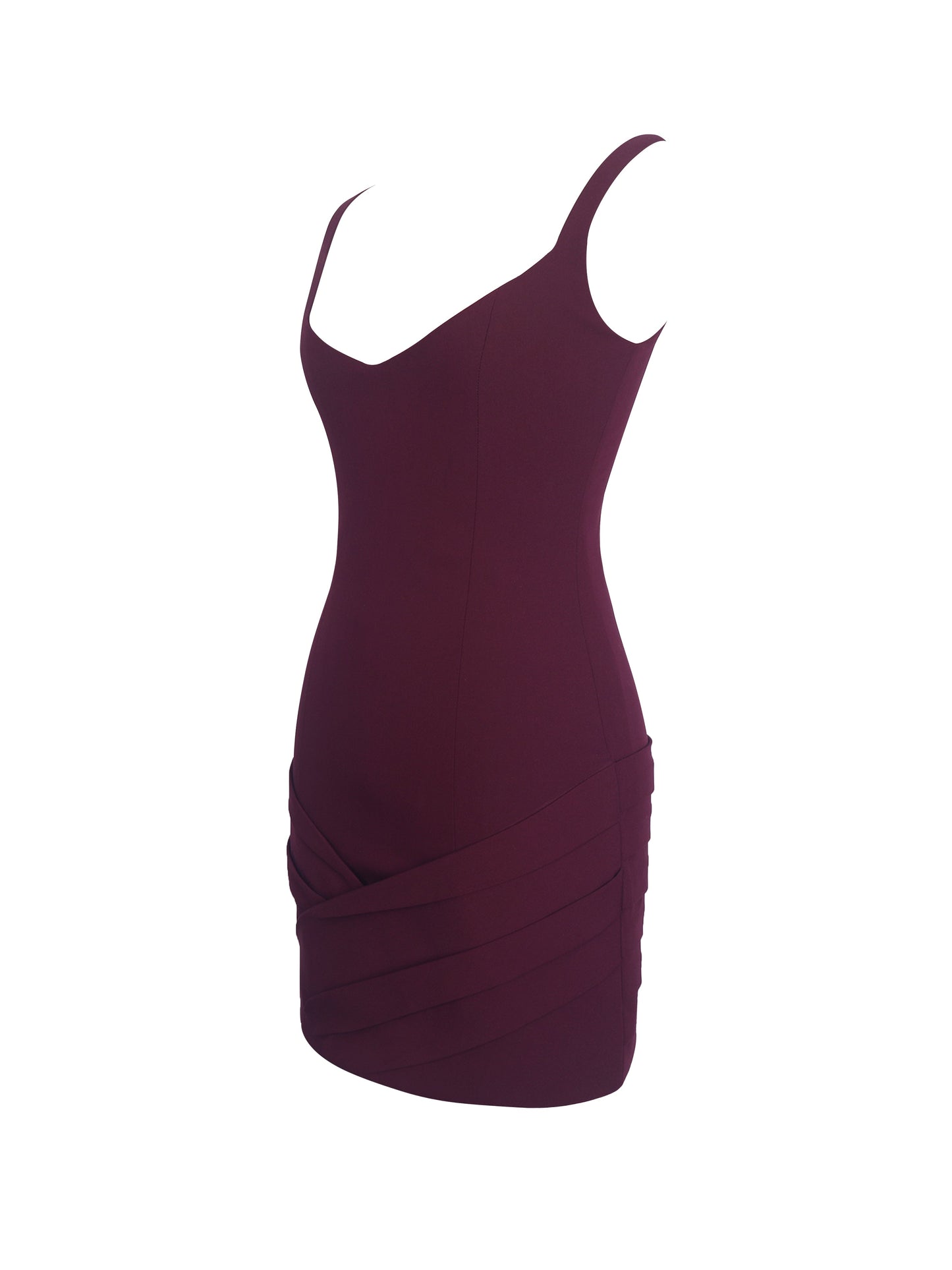 Tori Wine Red Pleated Mini Dress with Chiffon Scarf