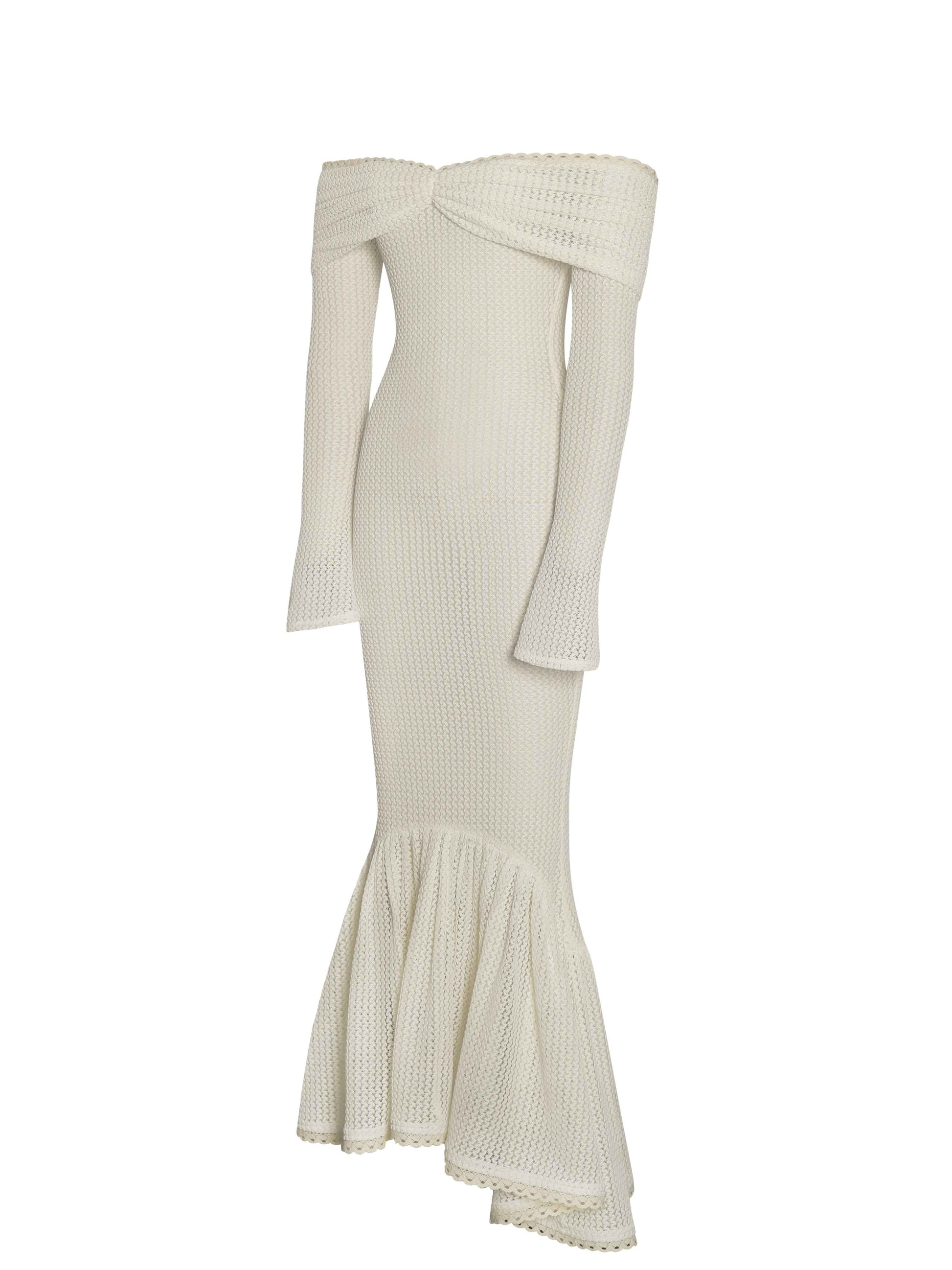 Kaedyn Off Shoulder Long Sleeve Crochet Mermaid Maxi Dress