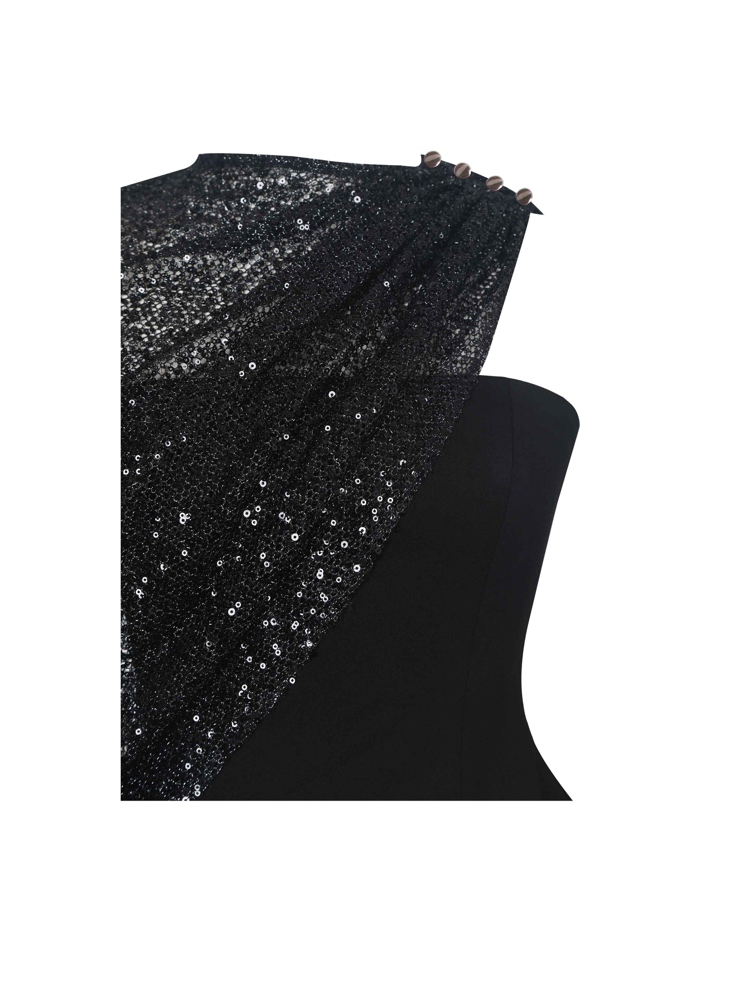 Quinette Black Peplum Top with Beaded Asymmetrical Cape