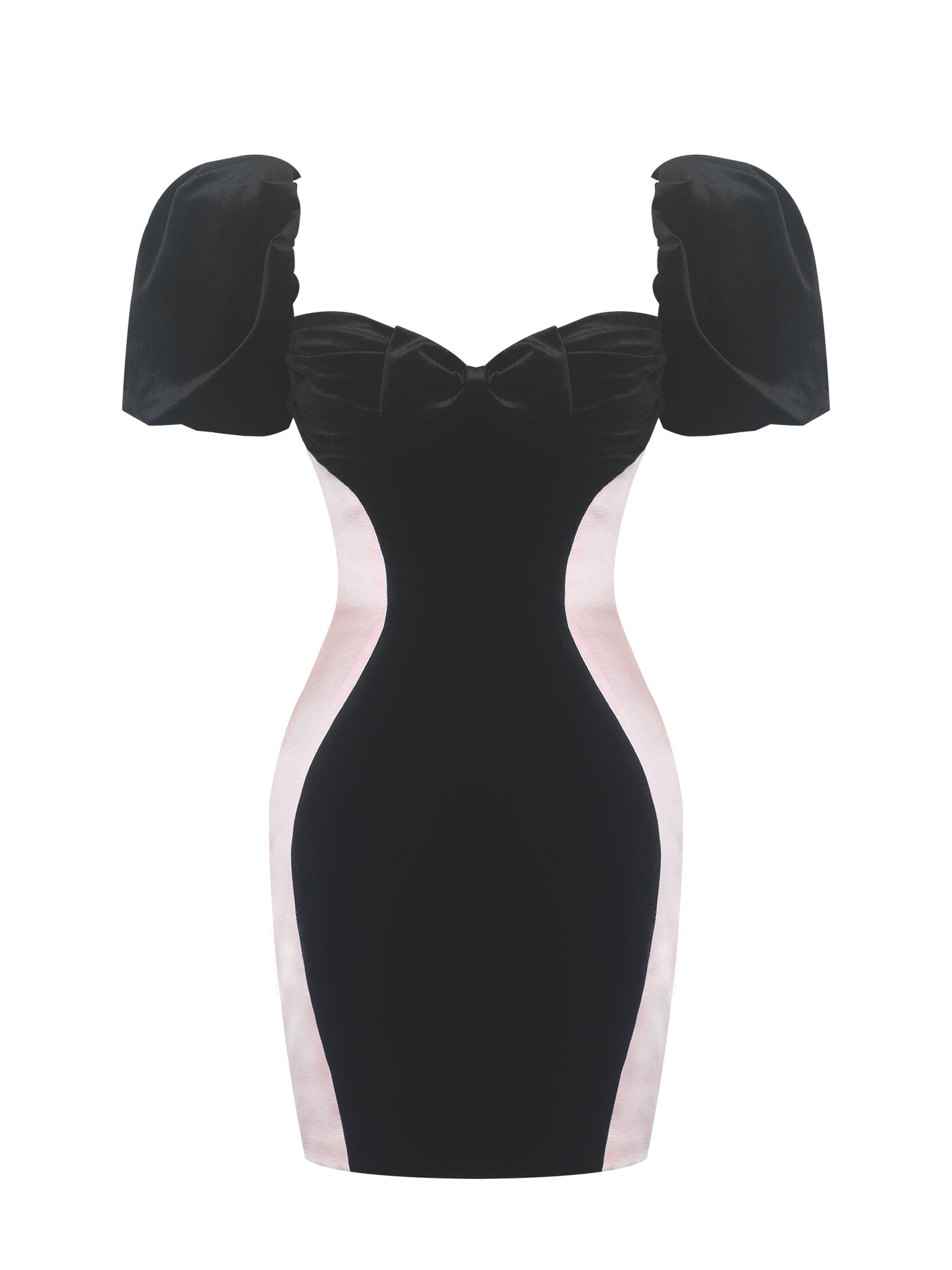Nova Black Contoured Sweetheart Puff Sleeve Mini Dress