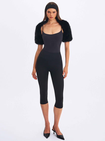 Kori Black Faux Fur Micro Bolero