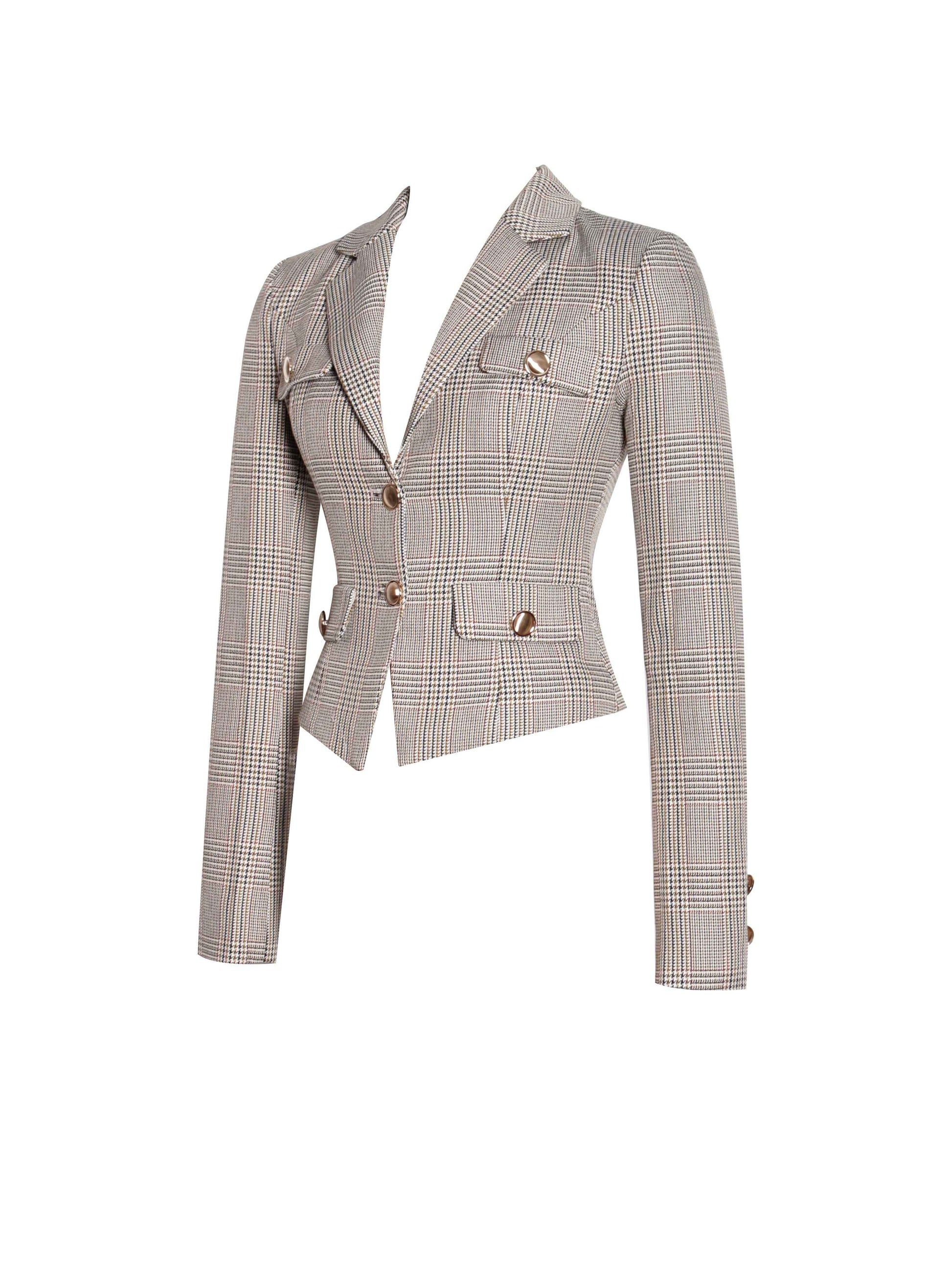 Oakley Brown Plaid Preppy Style Blazer Jacket