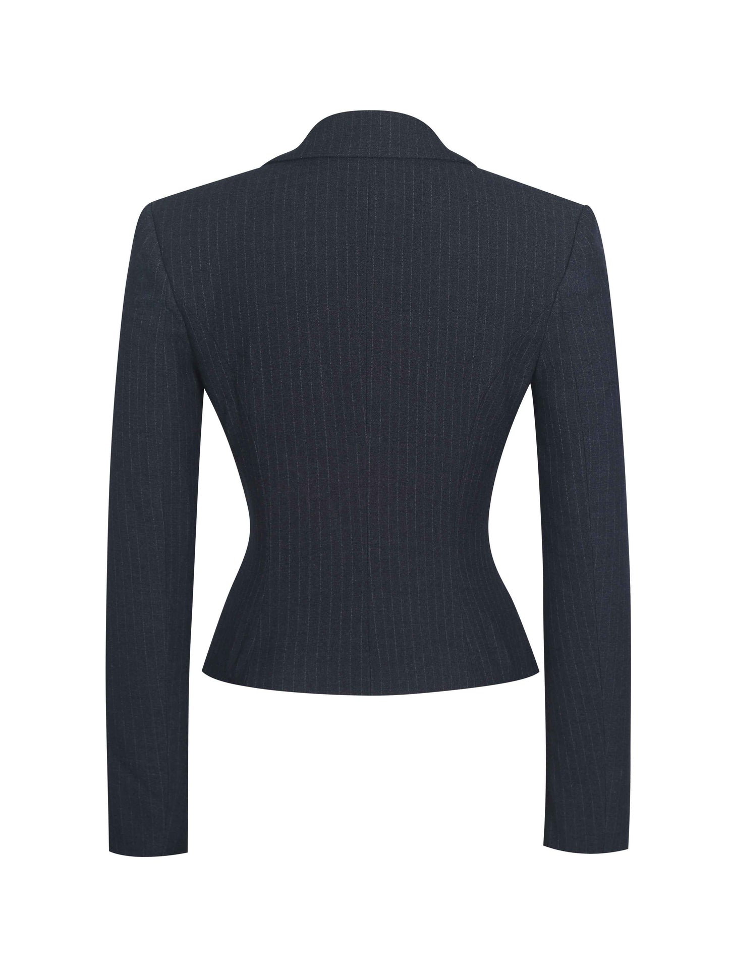 Quinne Navy Striped Single-Breasted Peplum Blazer
