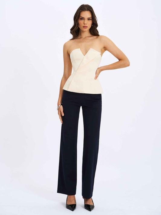 Yanin Navy Low-Rise Straight Leg Pants