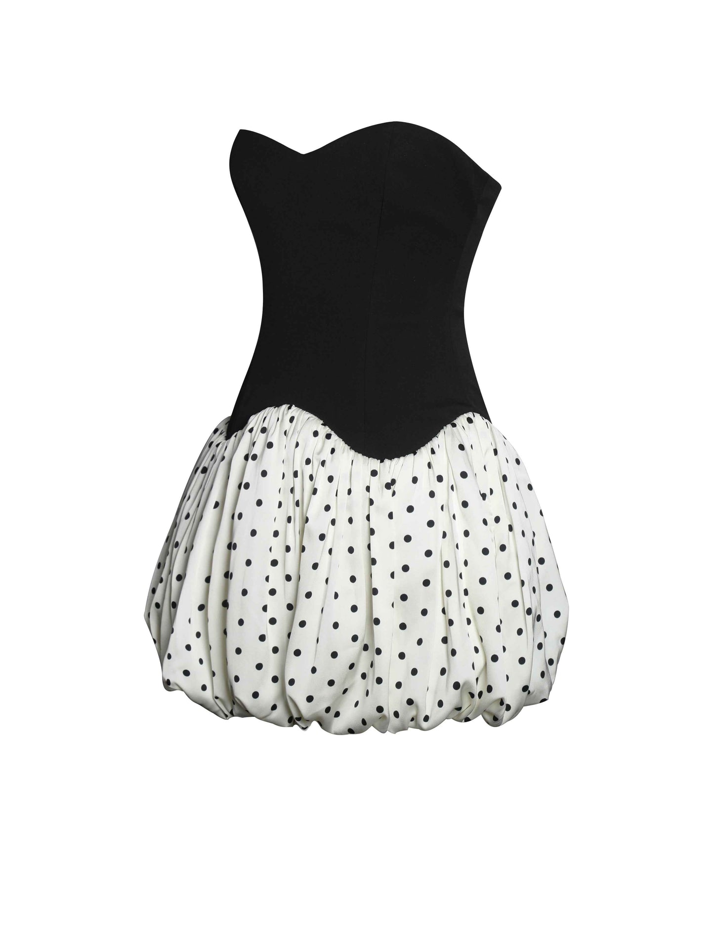 Dahliana Polka Dot Bubble Hem Corset Mini Dress