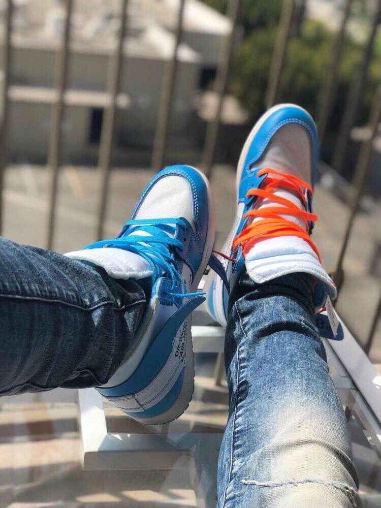 Custom Air Jordan 1 Retro High OG 'UNC' University Blue x OFF-W - Sneakernational