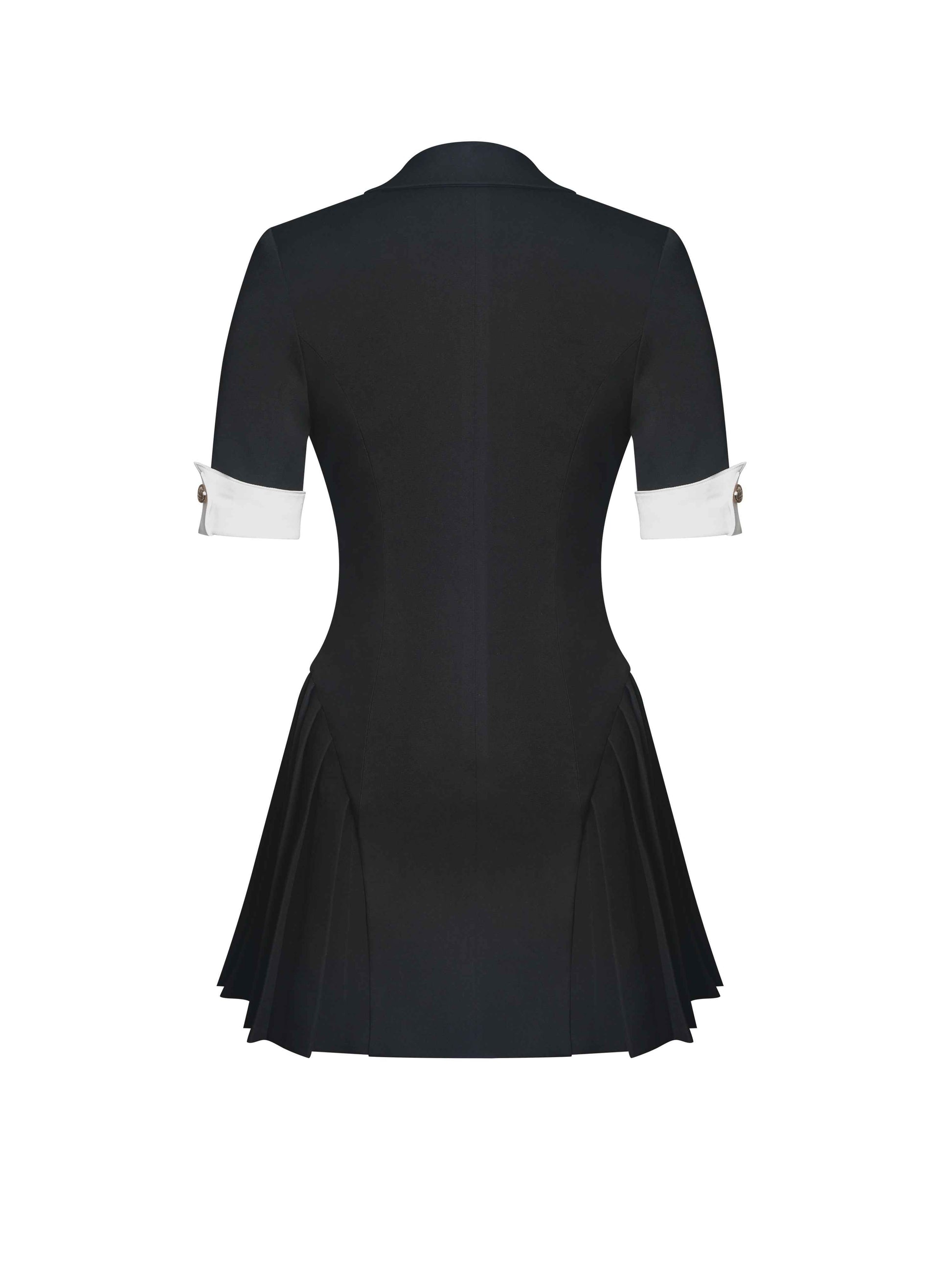 Ilitha Black Woven Crepe Pleated Mini Blazer Dress
