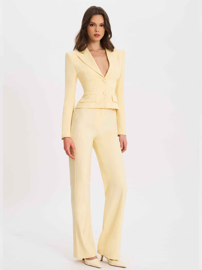 Quinnie Butter Yellow Slim Suit Pants