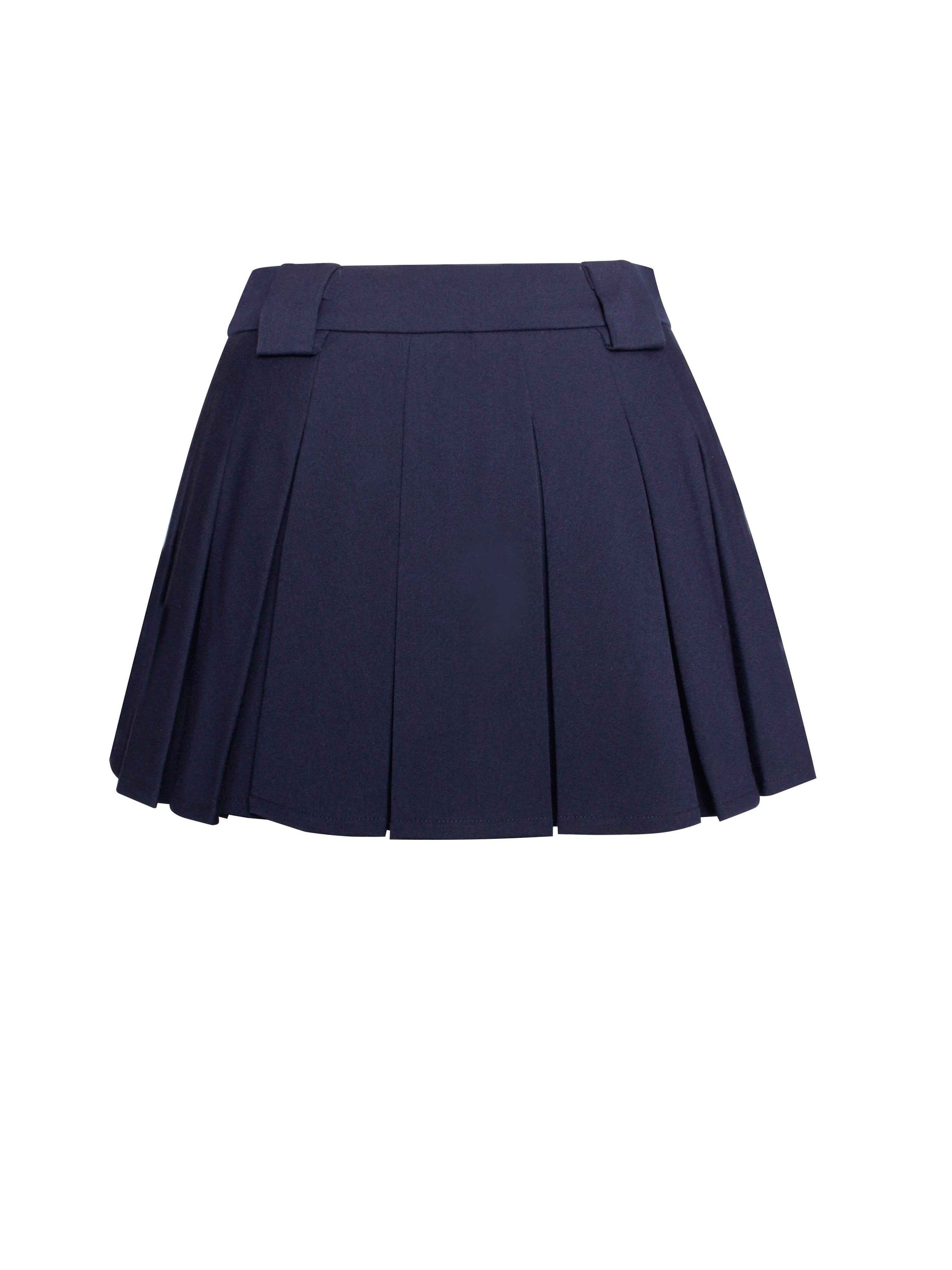 Nasya Navy Blue Pleated Mini Skort