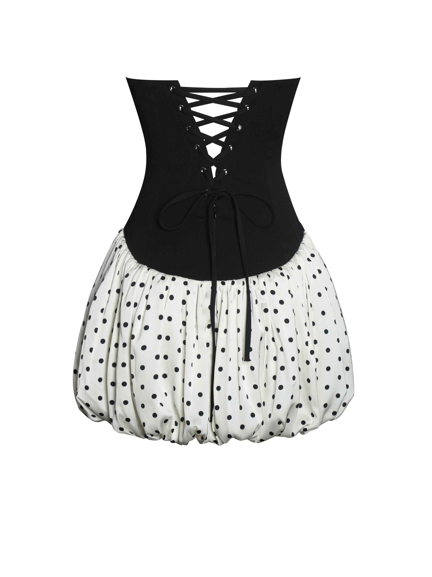 Dahliana Polka Dot Bubble Hem Corset Mini Dress