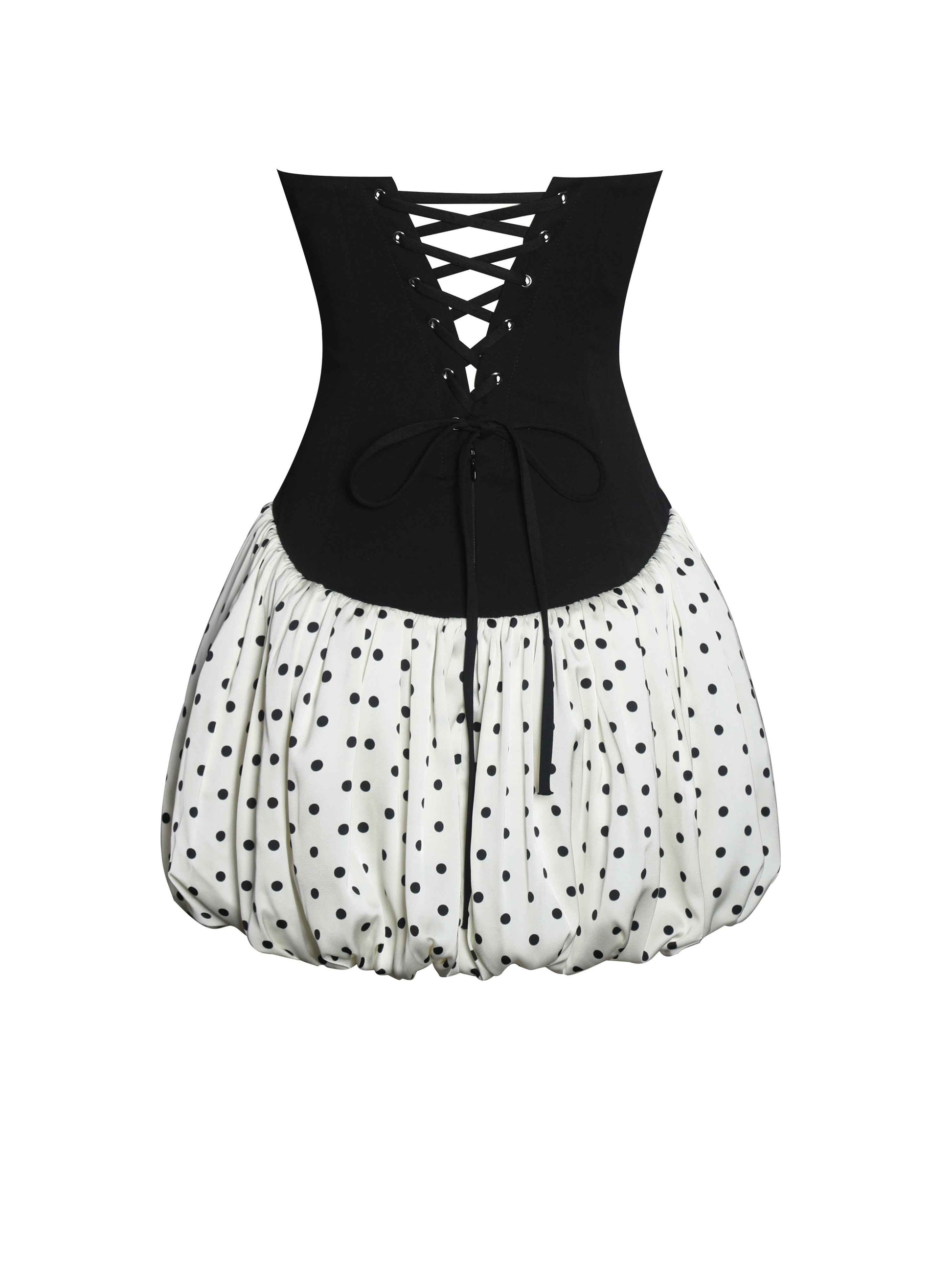 Dahliana Polka Dot Bubble Hem Corset Mini Dress