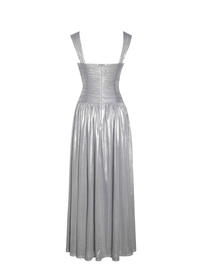 Palmer Silver Glitter Drop Waist Maxi Dress