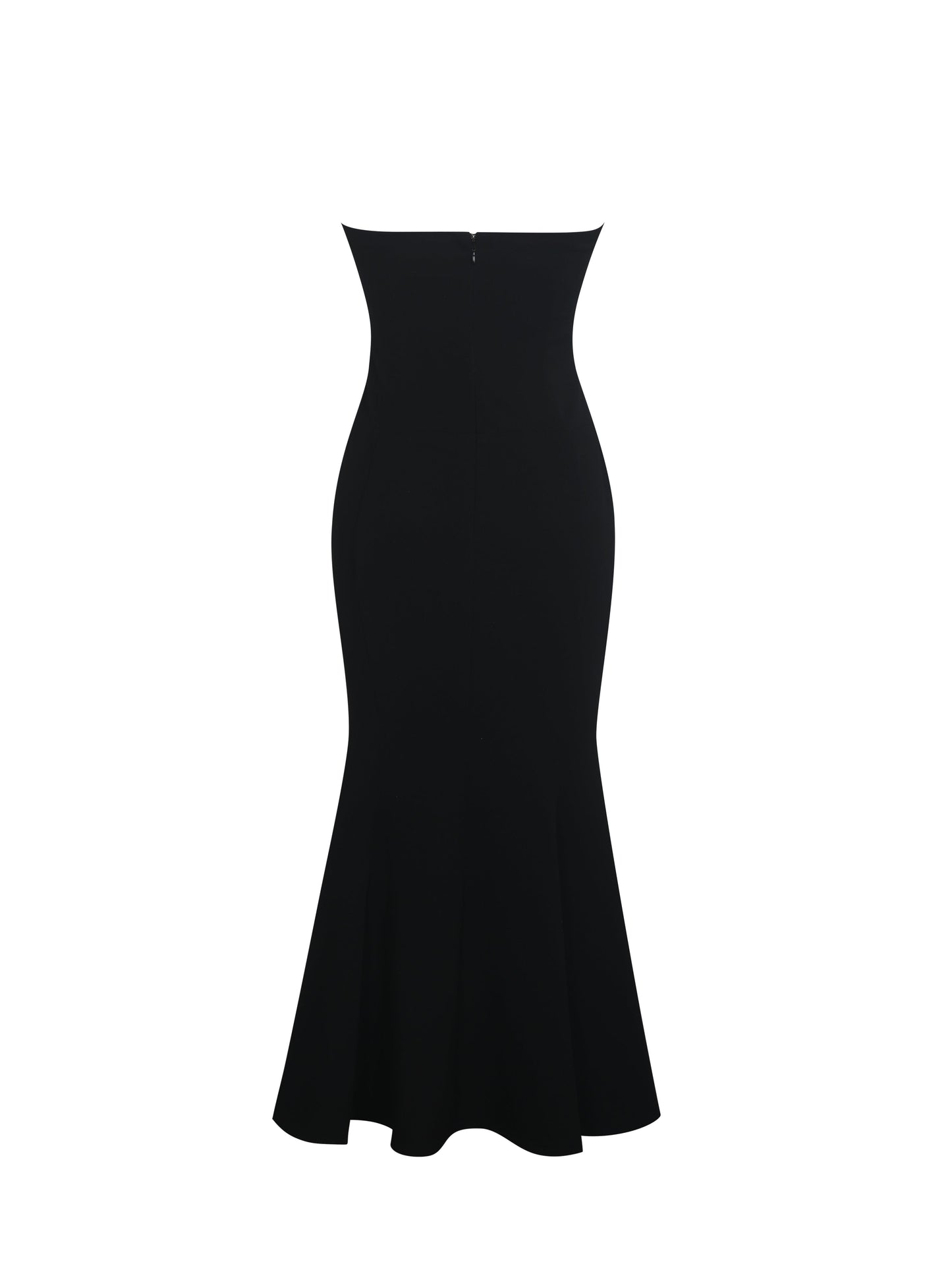 Saige Black Mermaid Midi Dress with Ivory Bow Bustline