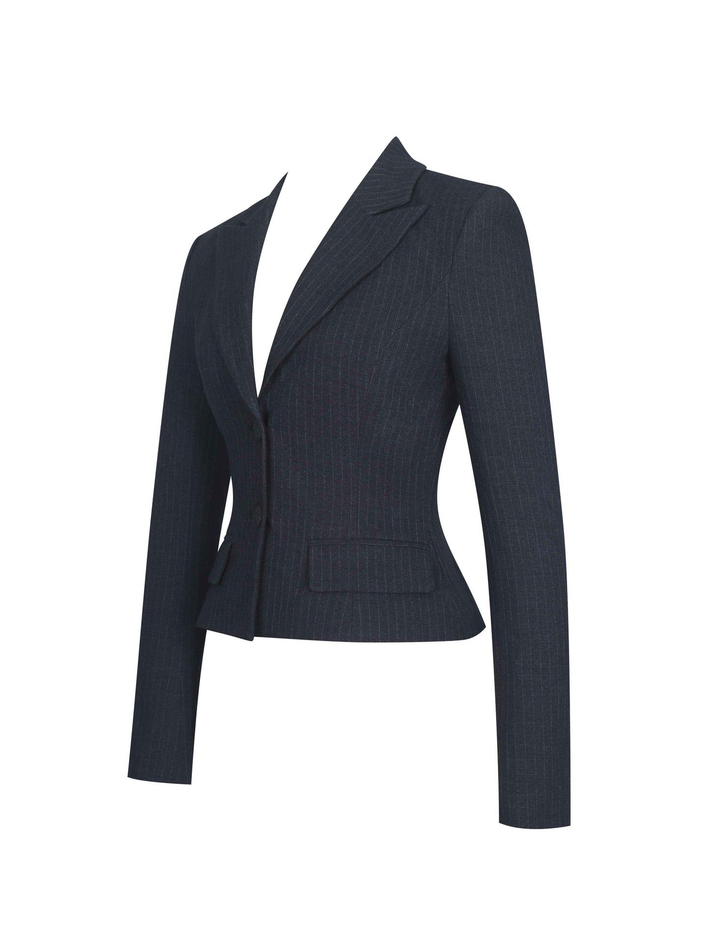 Quinne Navy Striped Single-Breasted Peplum Blazer