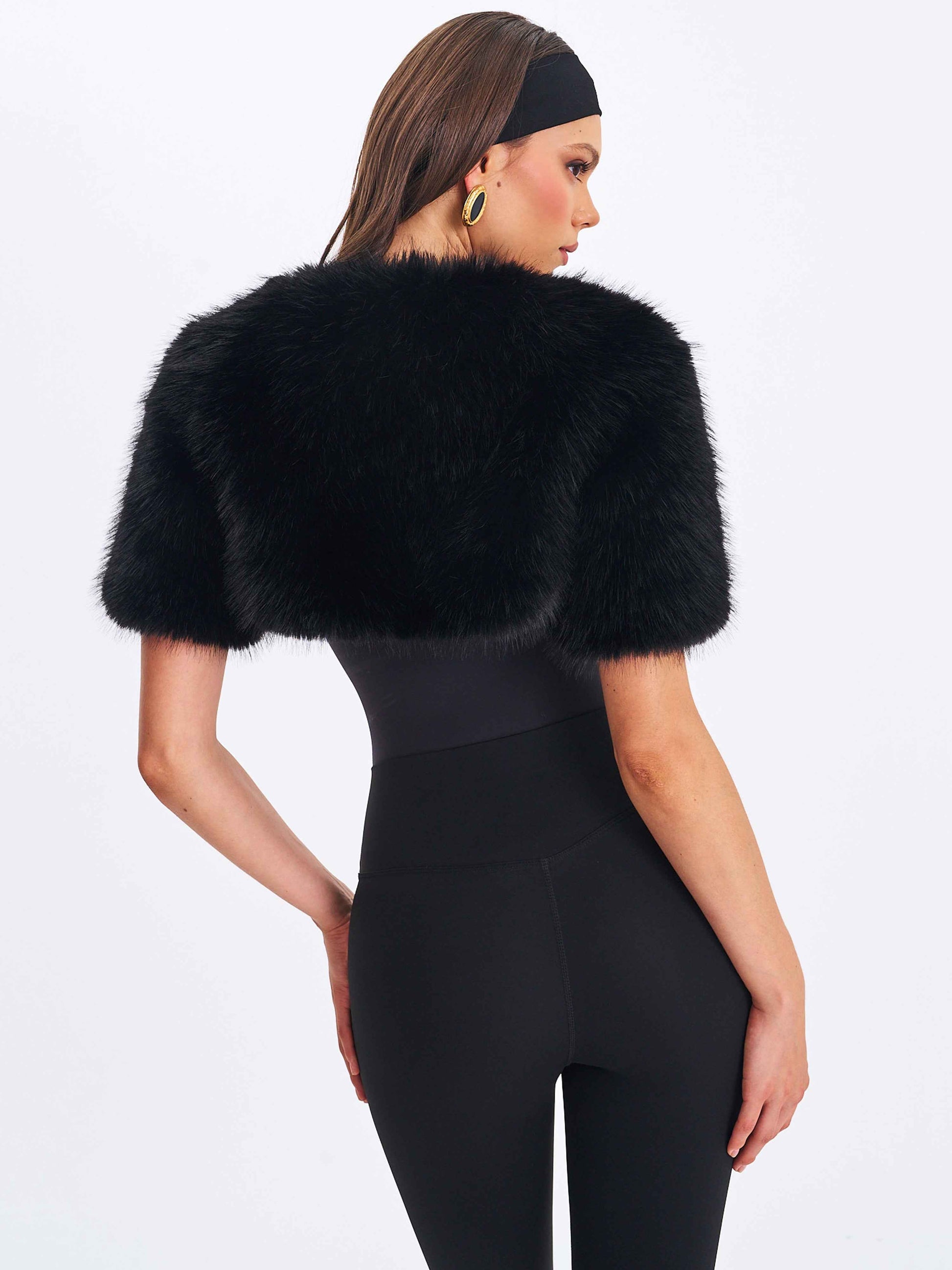 Kori Black Faux Fur Micro Bolero