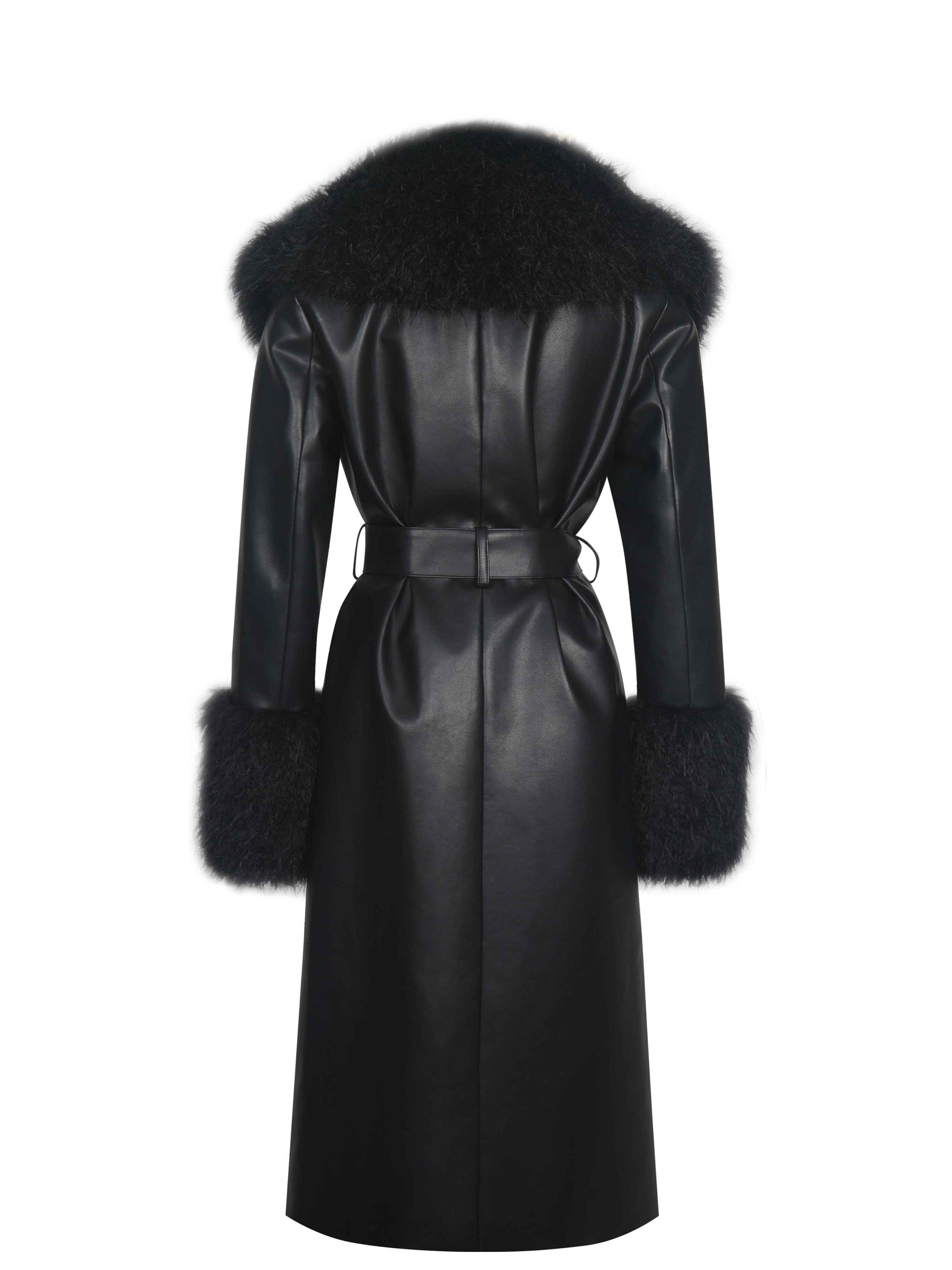 Zariah Black Faux Fur Trimmed Longline Coat