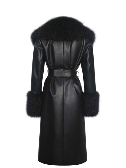 Zariah Black Faux Fur Trimmed Longline Coat