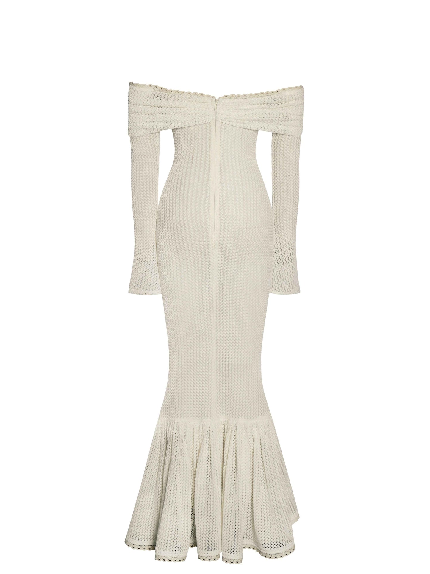 Kaedyn Off Shoulder Long Sleeve Crochet Mermaid Maxi Dress