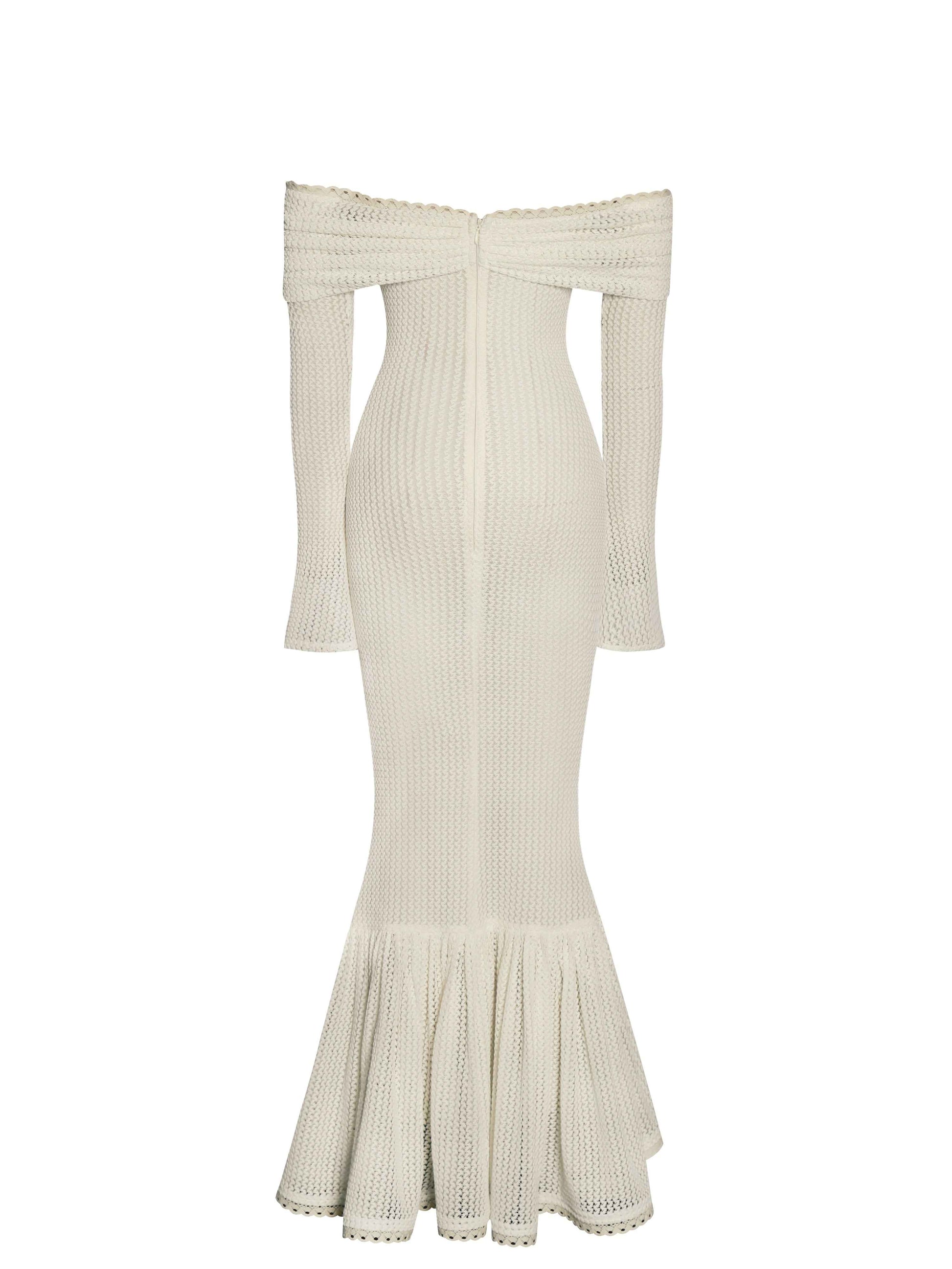 Kaedyn Off Shoulder Long Sleeve Crochet Mermaid Maxi Dress