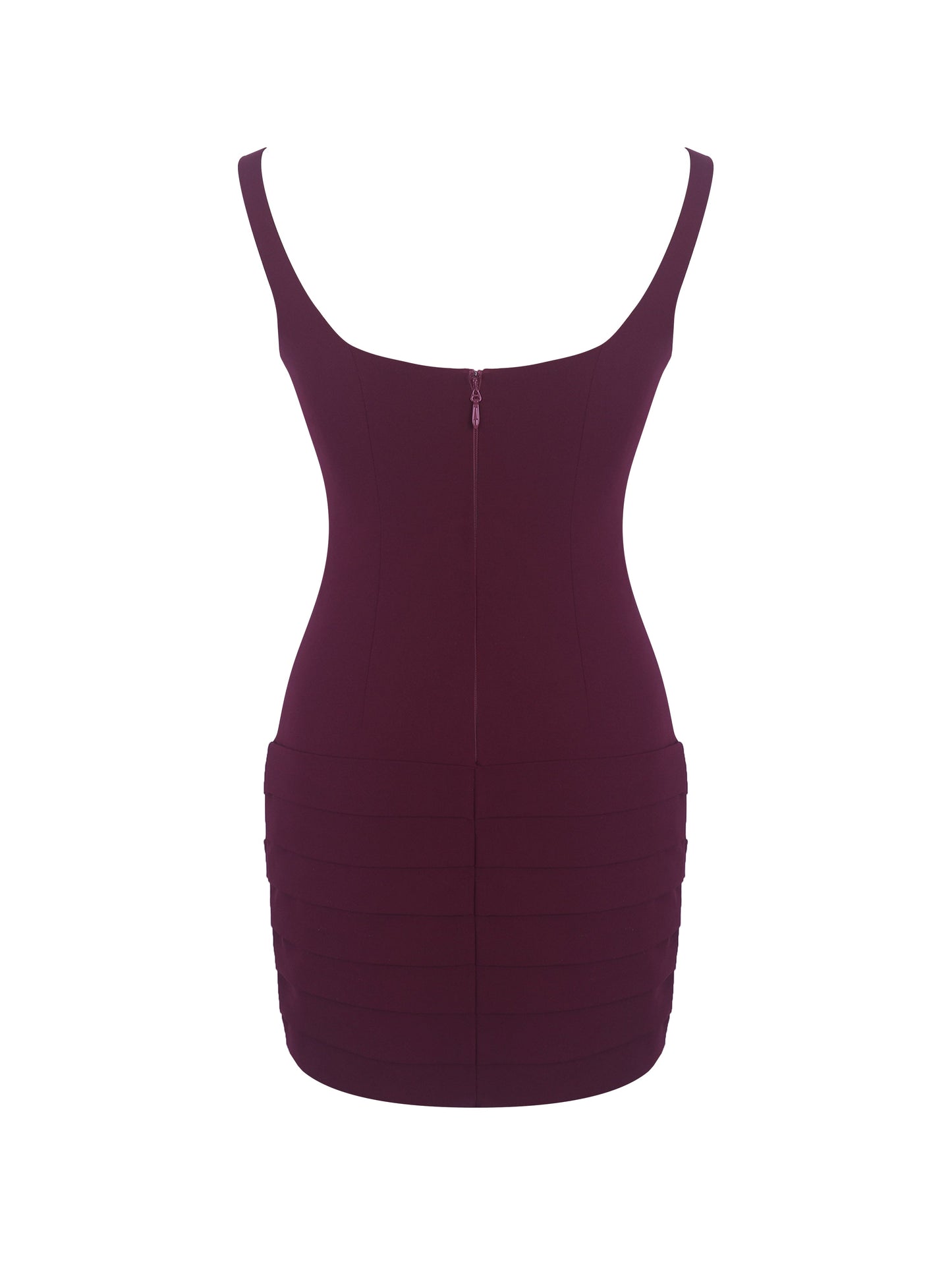 Tori Wine Red Pleated Mini Dress with Chiffon Scarf