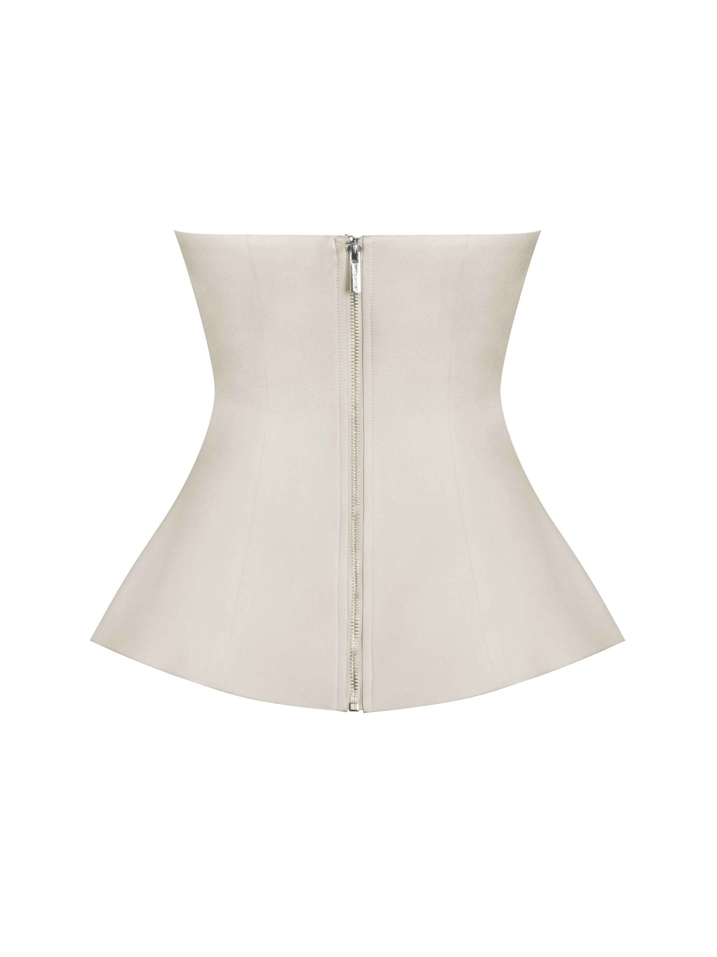 Yani Ivory Asymmetrical Lapel Sleeveless Peplum Top