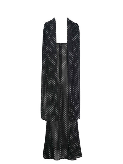 Yadira Black Base Polka Dot Chiffon Maxi Dress