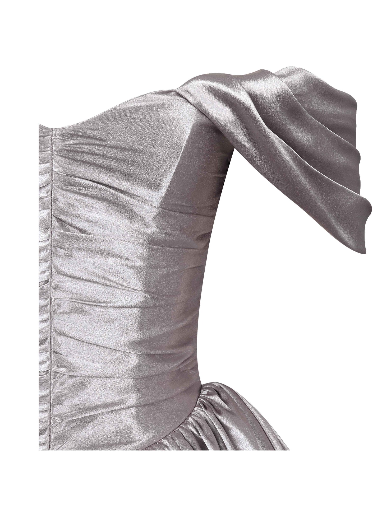 Milena Champagne Ruched Asymmetrical Bubble Mini Dress