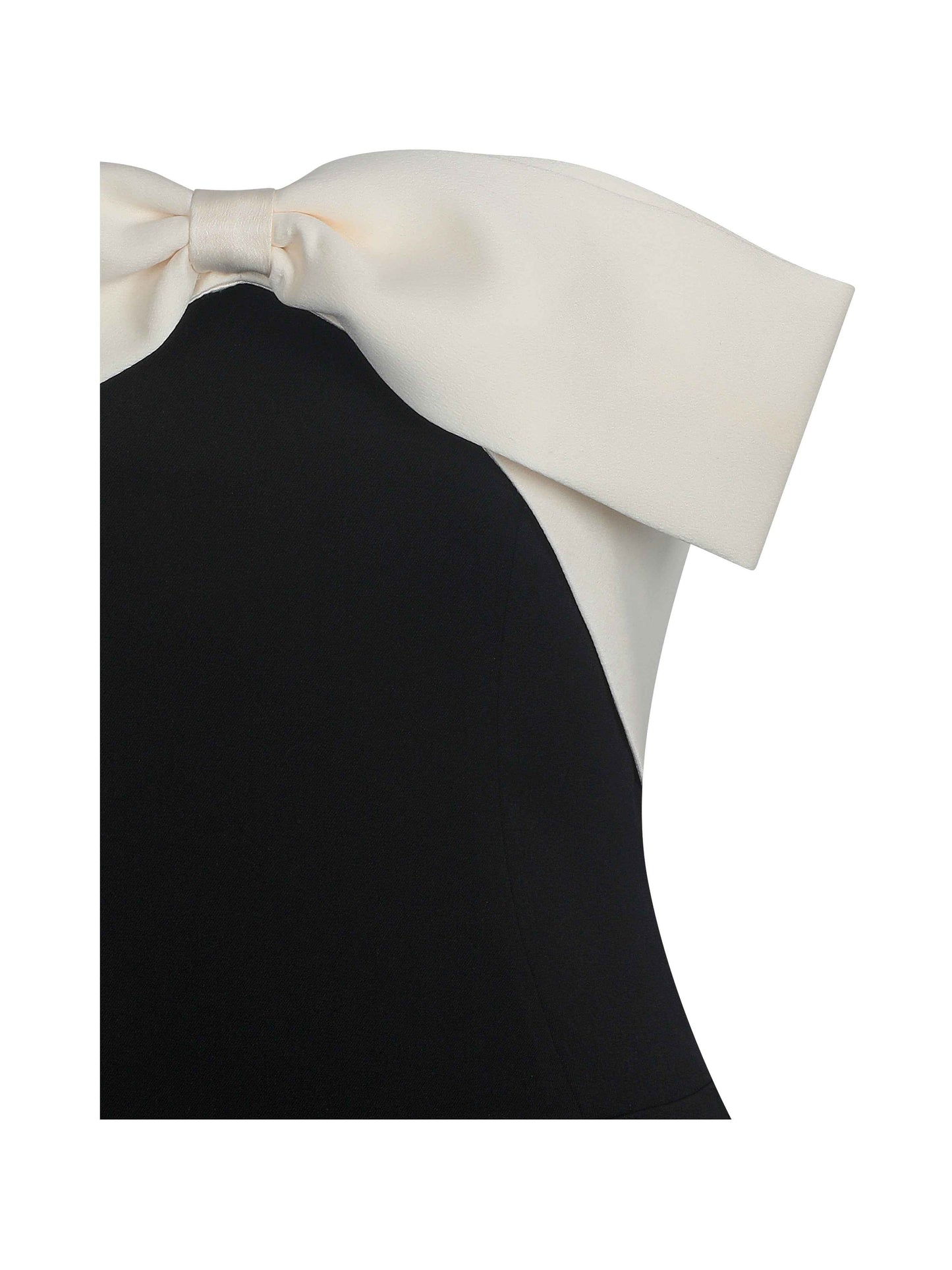 Saige Black Mermaid Midi Dress with Ivory Bow Bustline