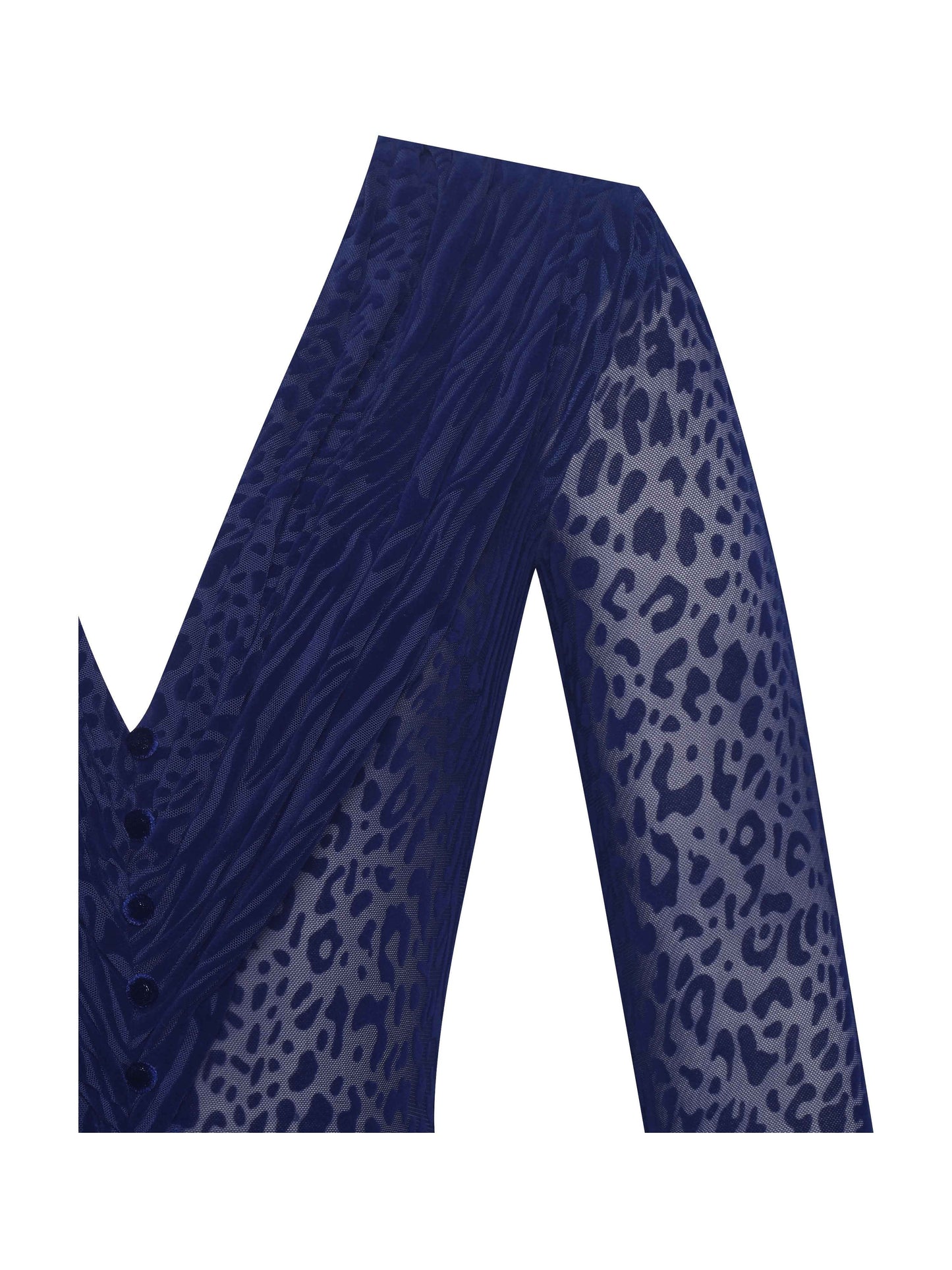 Ilyse Navy V-Neck Plunge Animal Print Mermaid Hem Maxi Dress