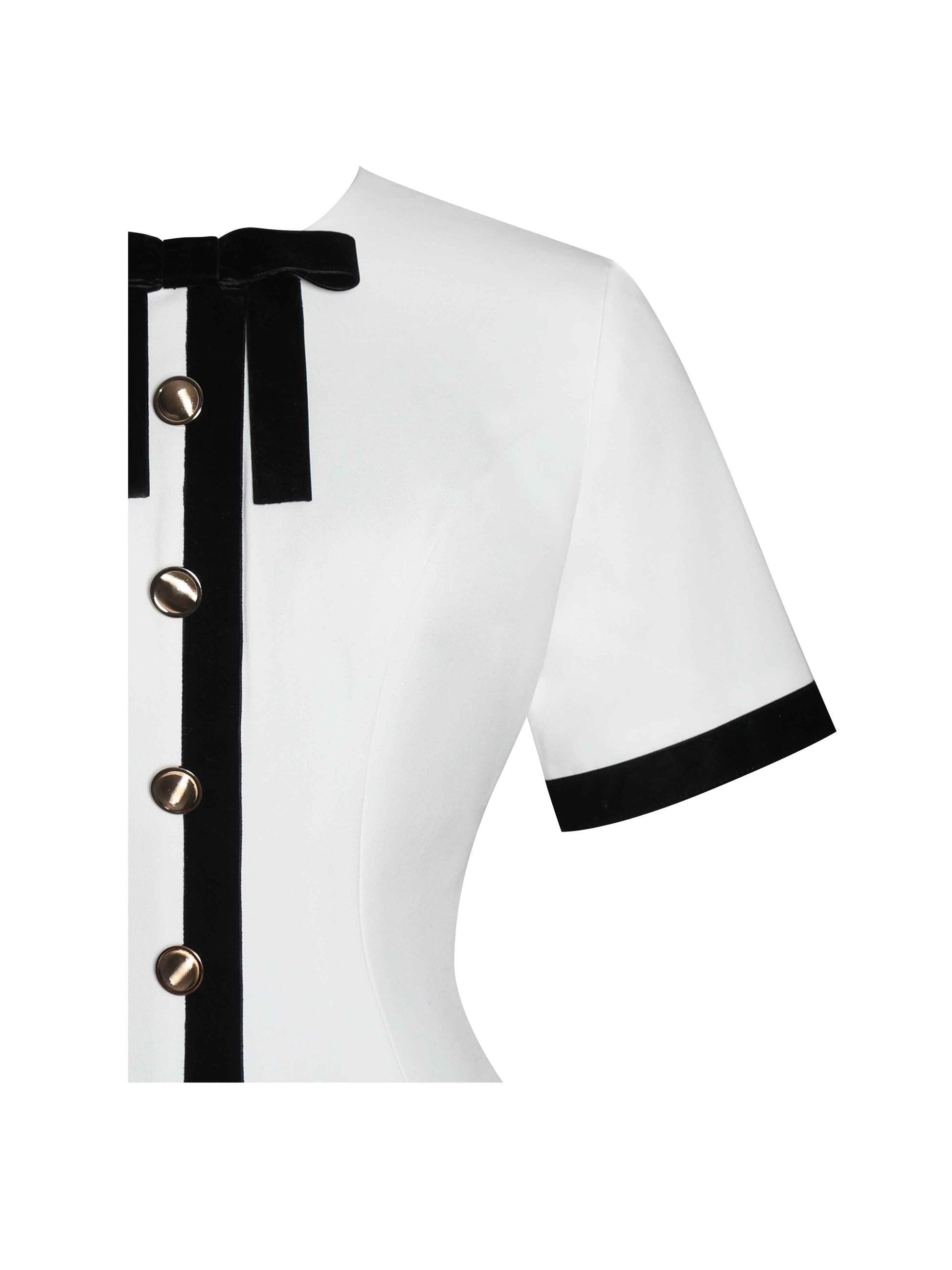 Idina Business Casual White Romper with Black Trim