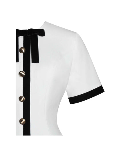 Idina Business Casual White Romper with Black Trim