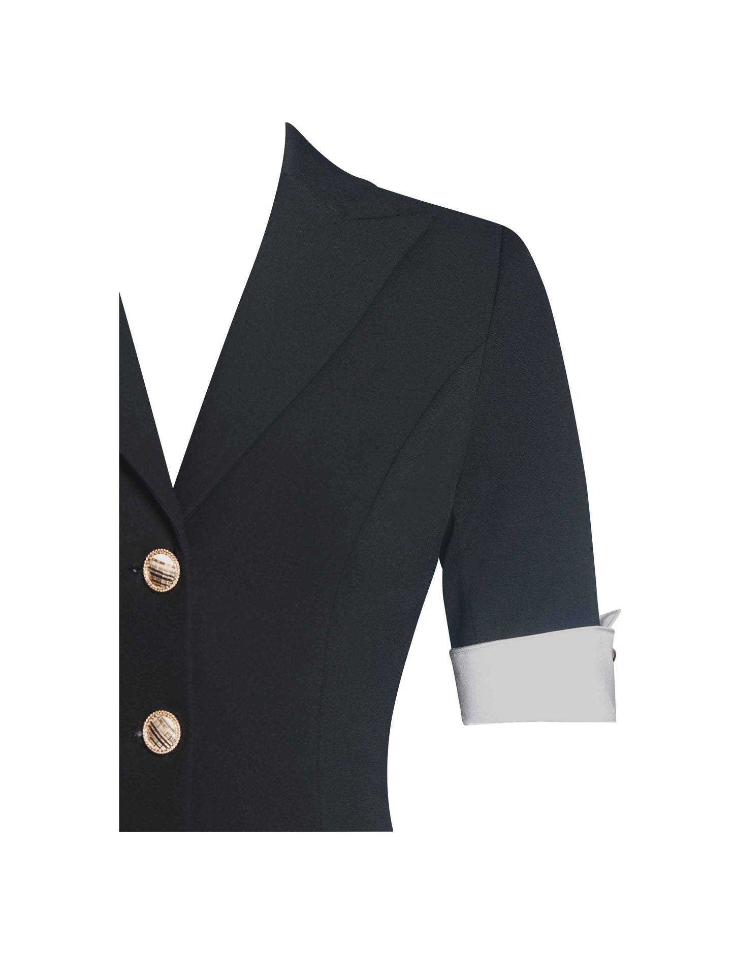 Ilitha Black Woven Crepe Pleated Mini Blazer Dress