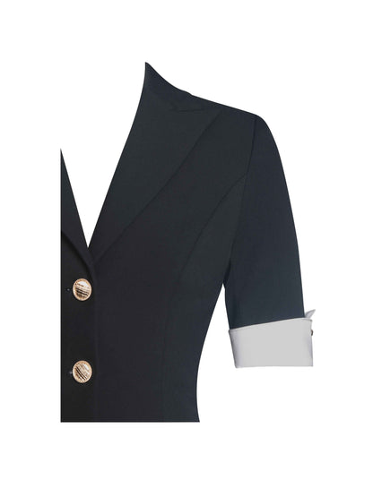 Ilitha Black Woven Crepe Pleated Mini Blazer Dress