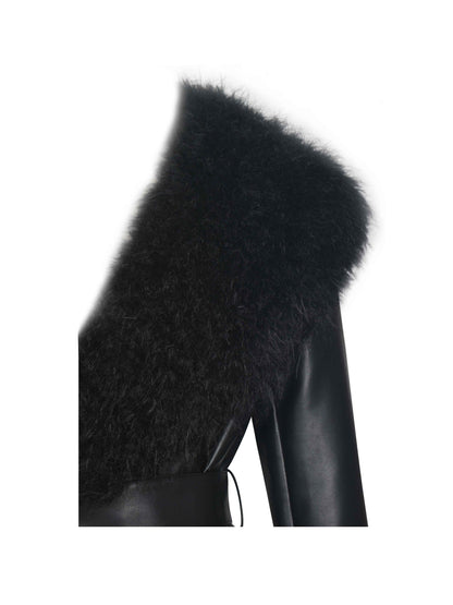 Zariah Black Faux Fur Trimmed Longline Coat