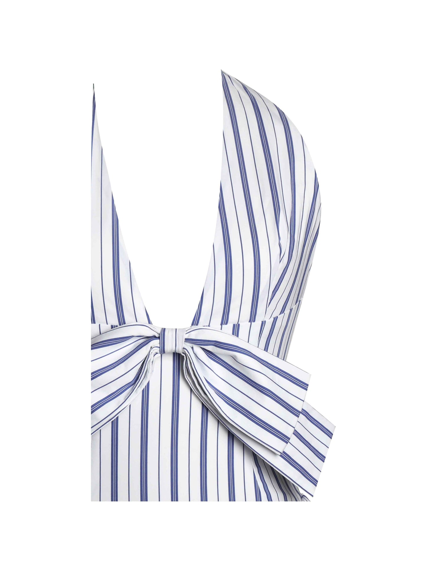 Mackenna Navy Stripe Halter Smock Back Maxi Dress