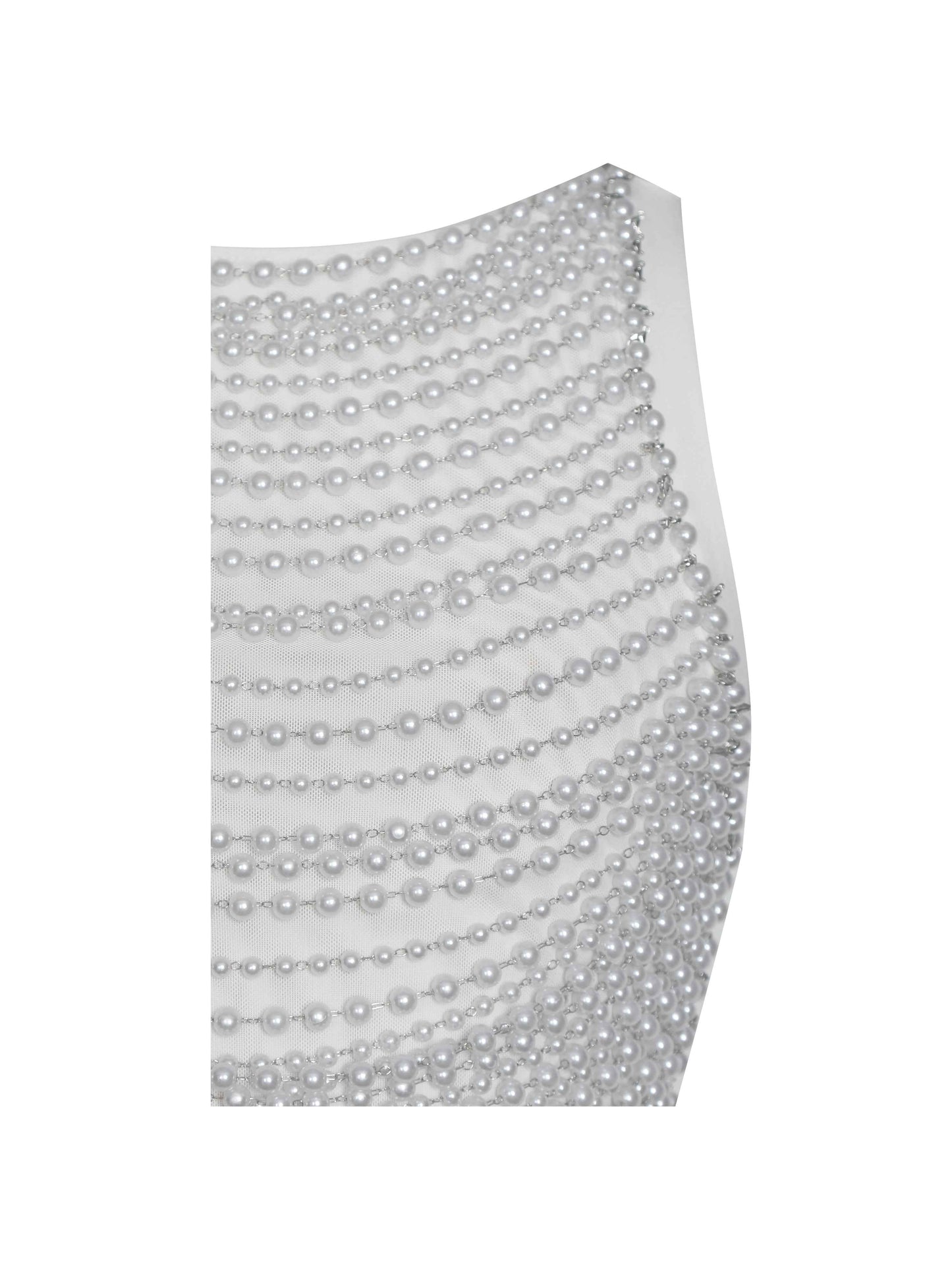 Iliana White Pearl Chain Embellished Midi Dress