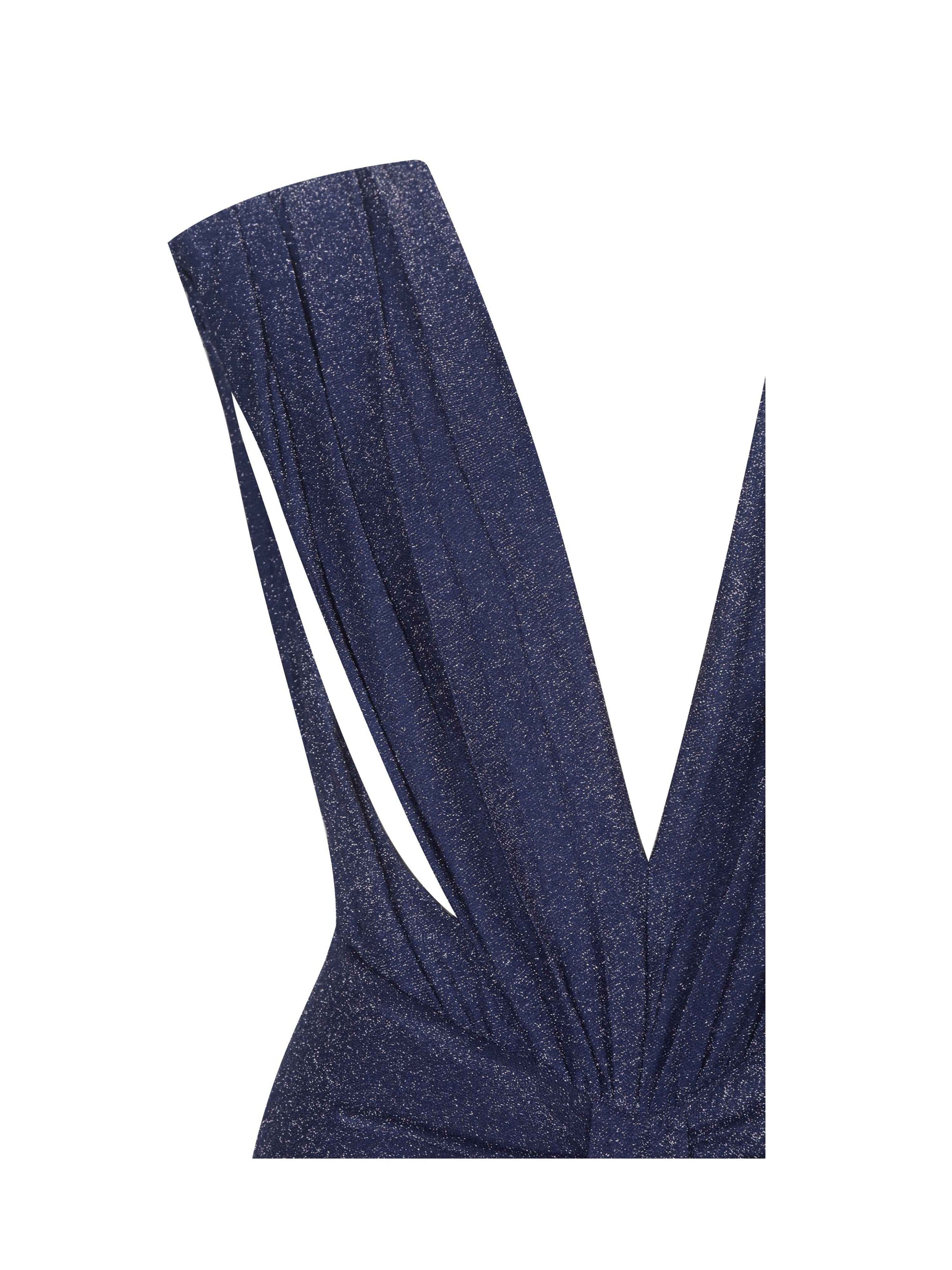Terri Navy Sparkle Plunging Backless Maxi Dress