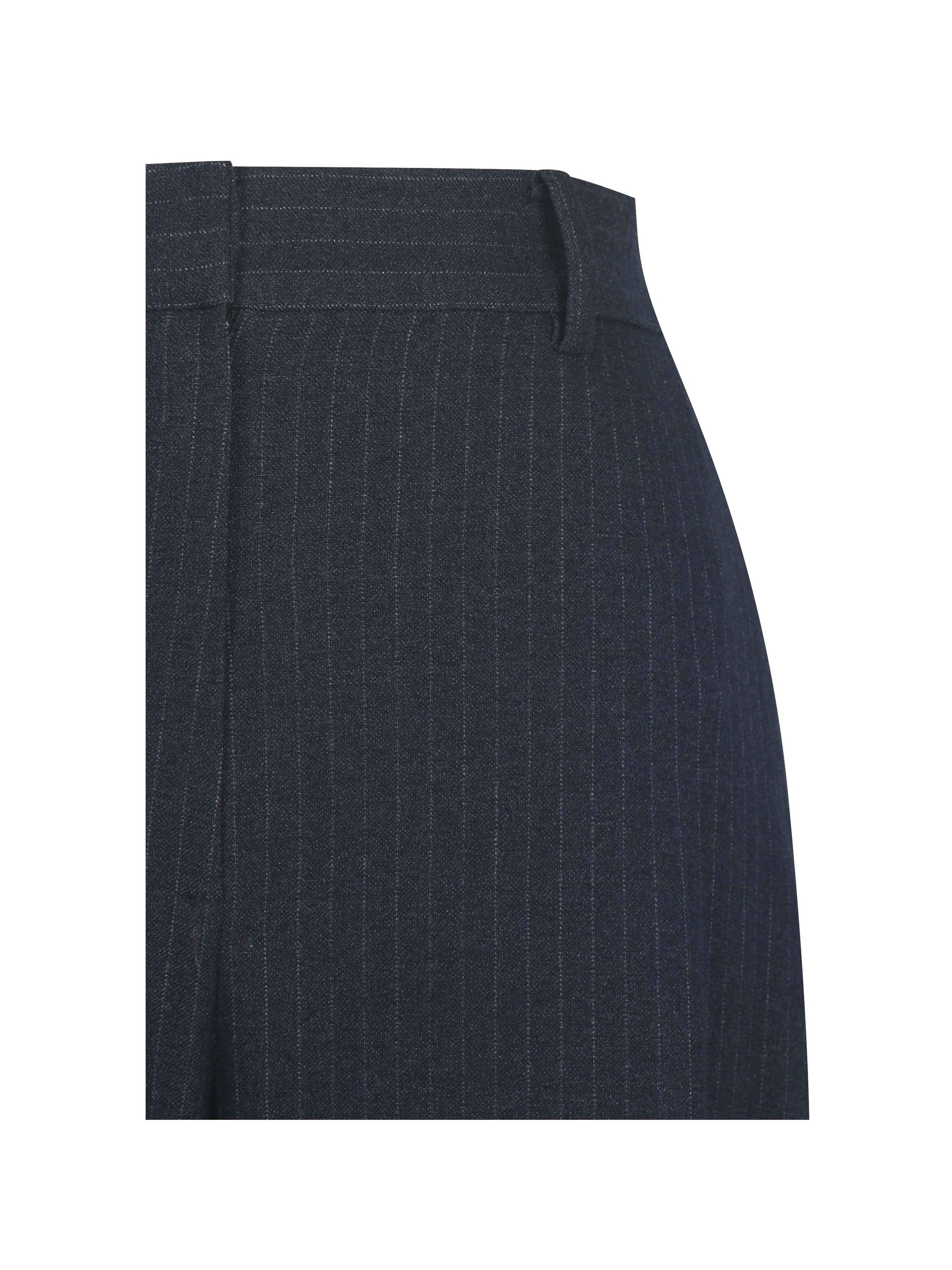 Quinnie Navy Striped High-Waisted Straight Leg Pants