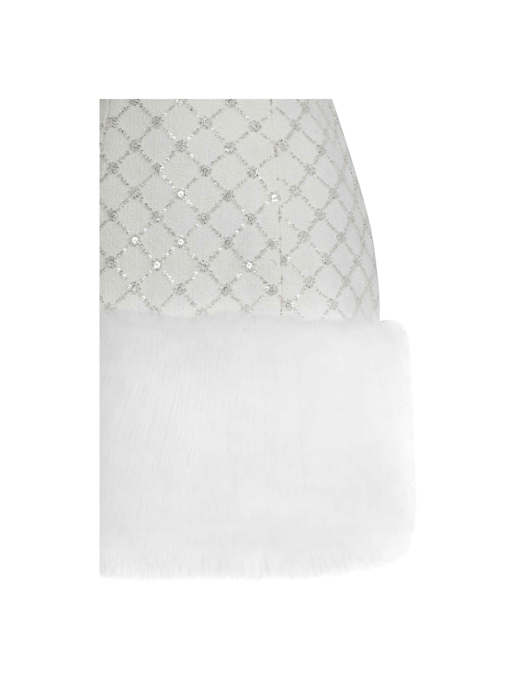 Taylor Ivory Fur Trimmed Beaded Bouclé Mini Dress