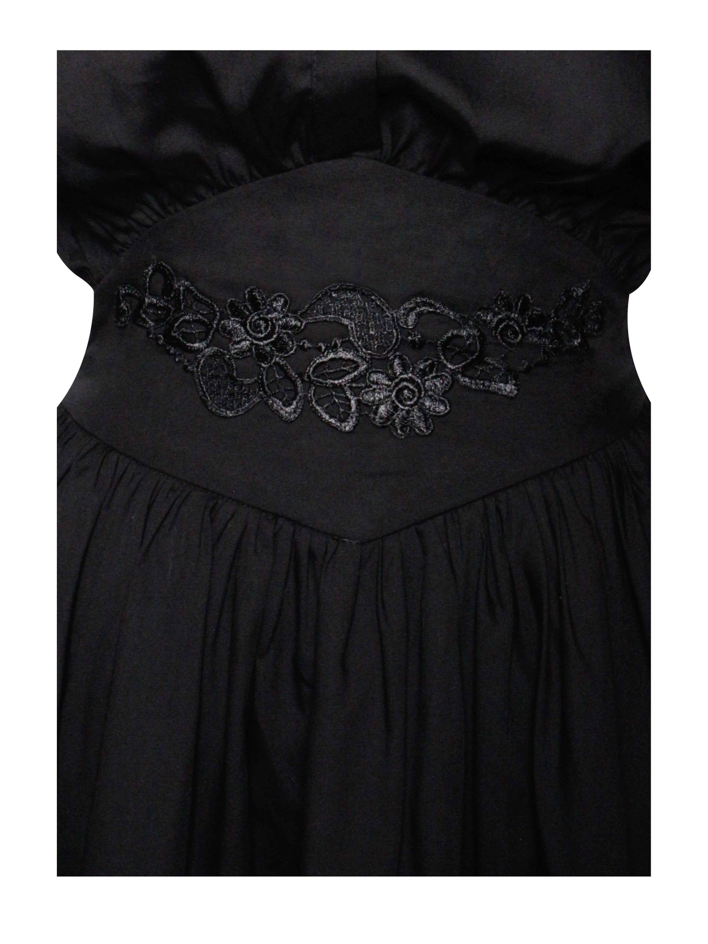 Jamila Black Shirt Mini Dress with Embroidered Waist Detail