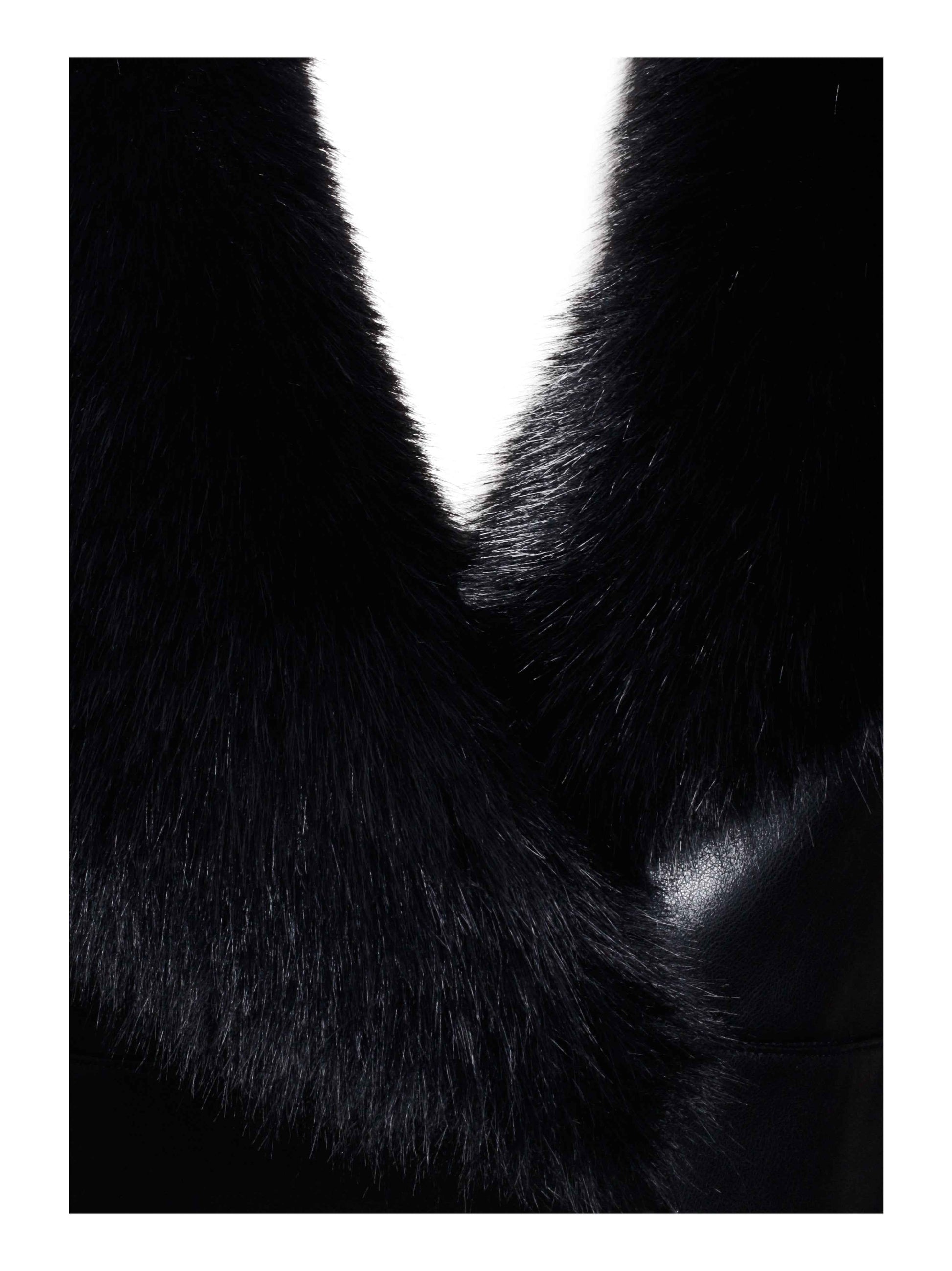 Ziah Cropped Leather Jacket with Fur Collar