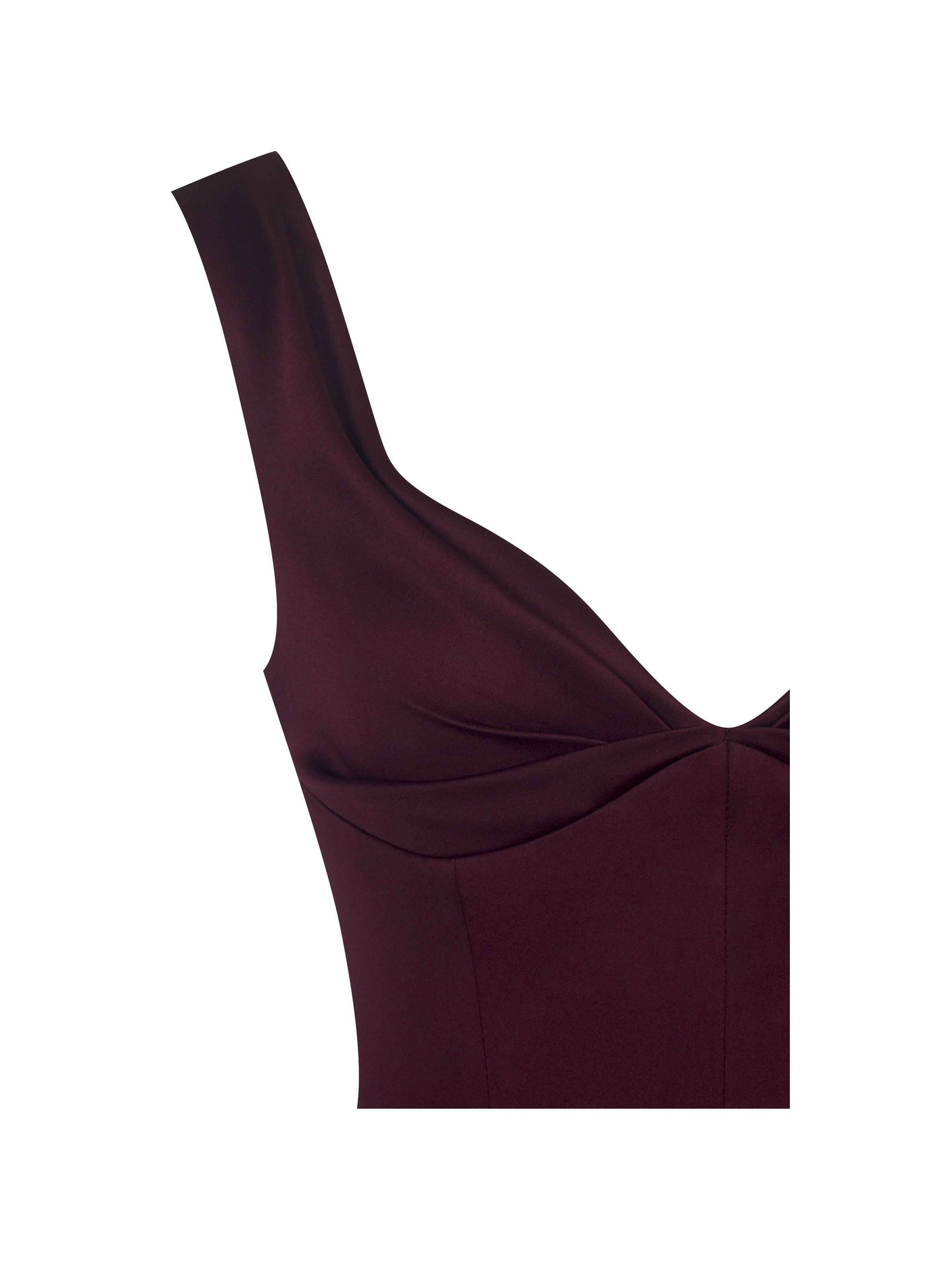 Omella Burgundy Ruched Bust Sweetheart Flared Midi Dress