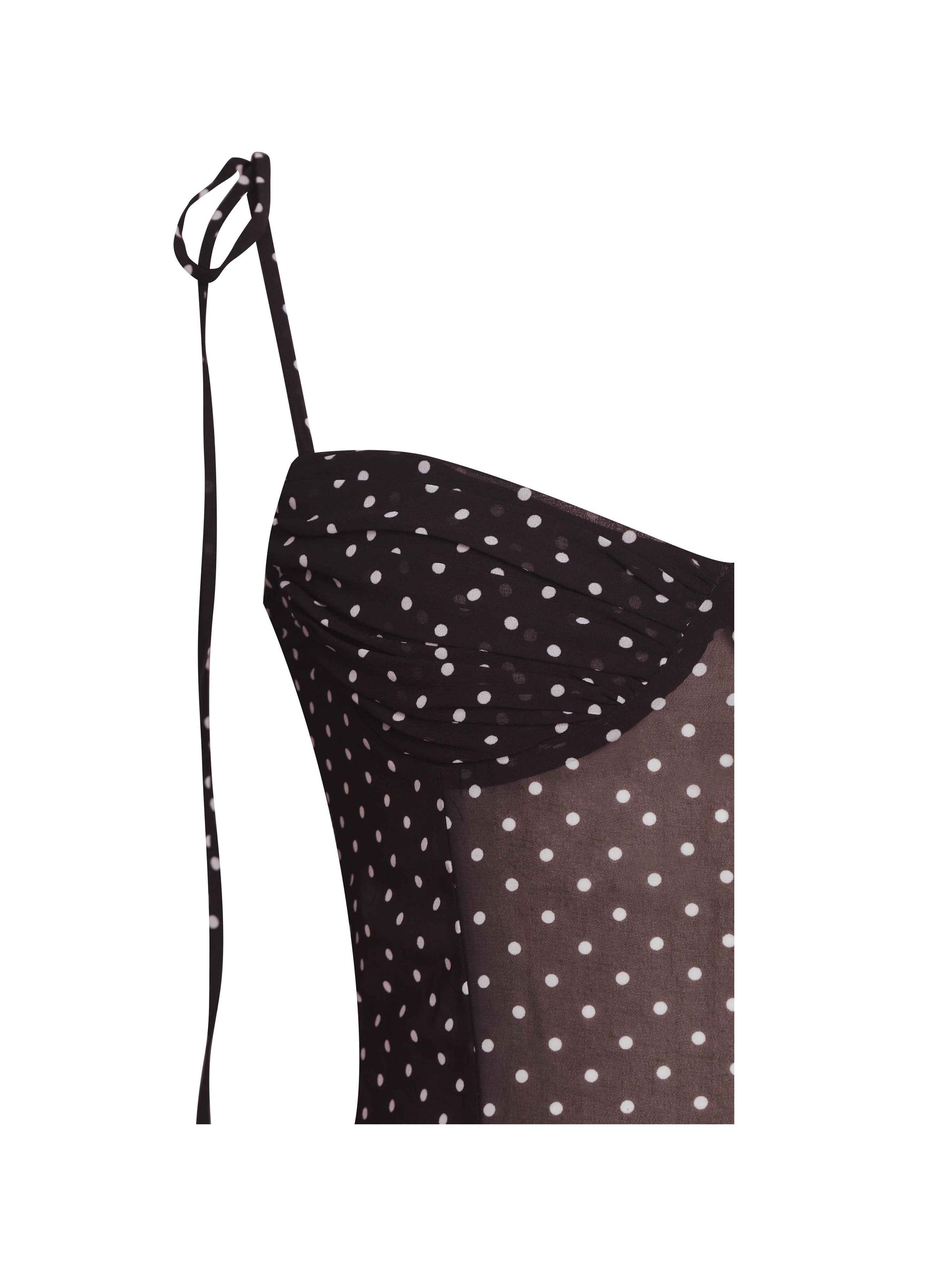 Yadira Brown Base Polka Dot Chiffon Maxi Dress
