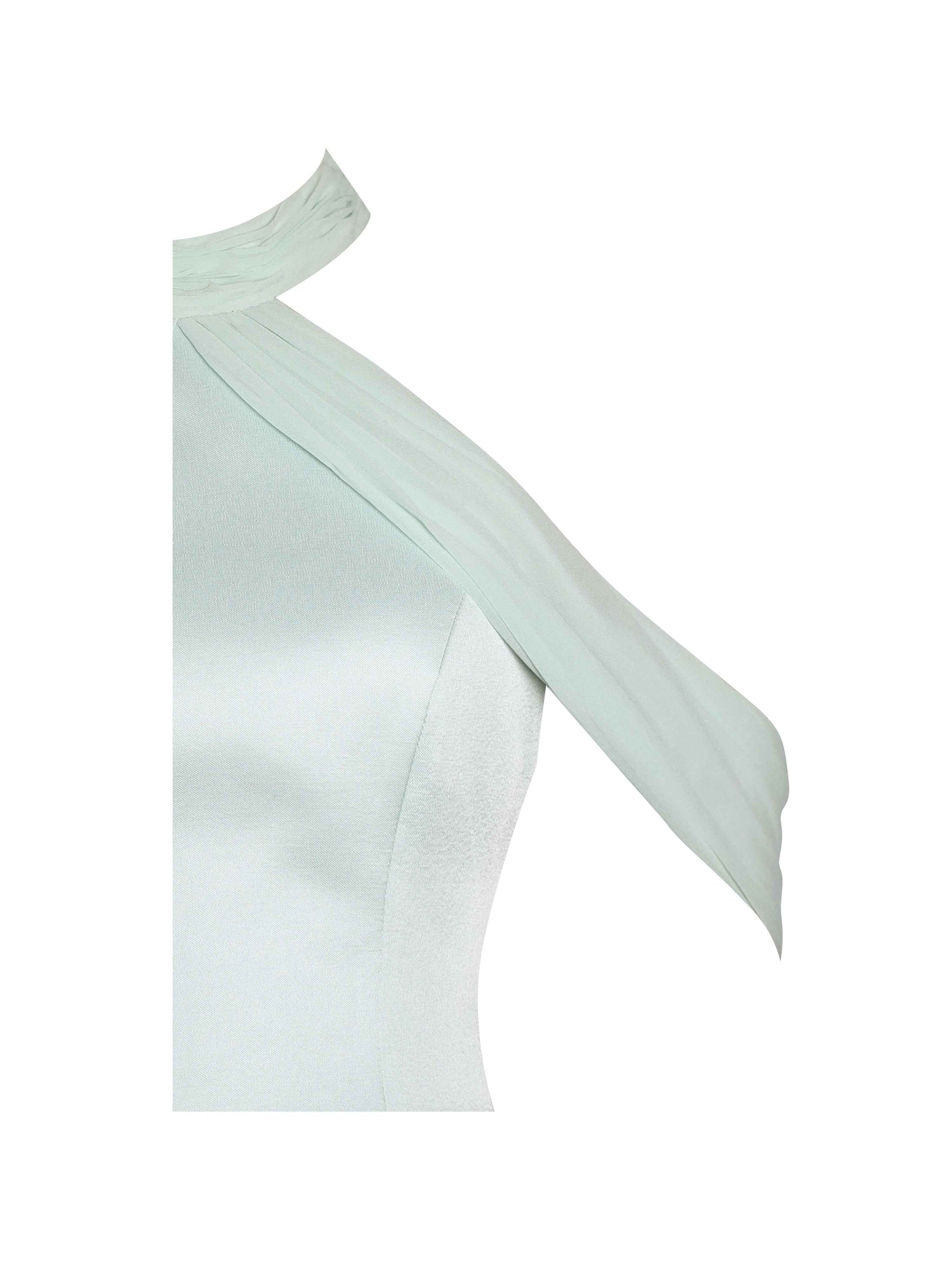 Zafrina Light Cyan Halter Off-shoulder Backless Mini Dress