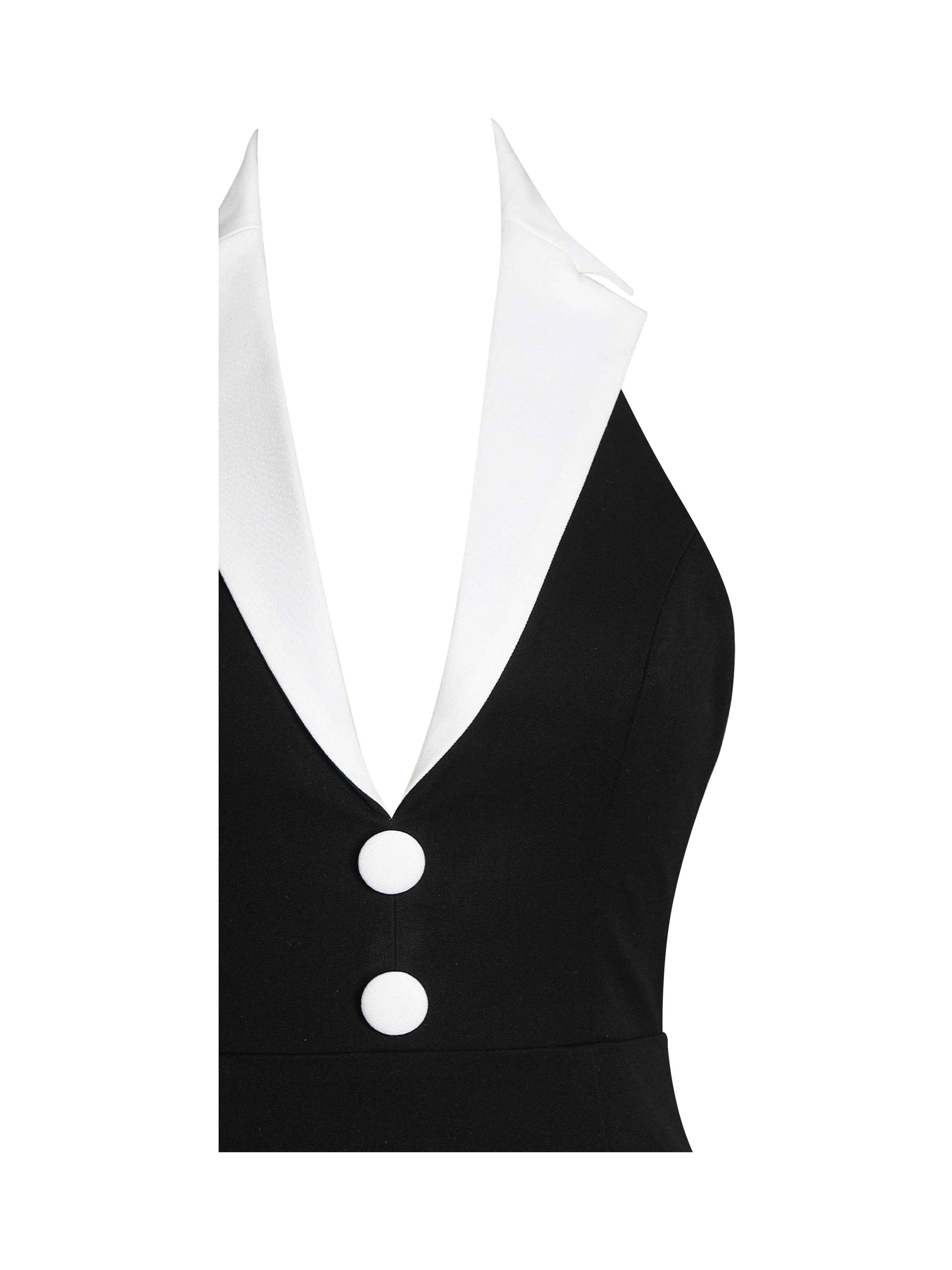 Raelyn Black and White Business Casual Maxi Dress